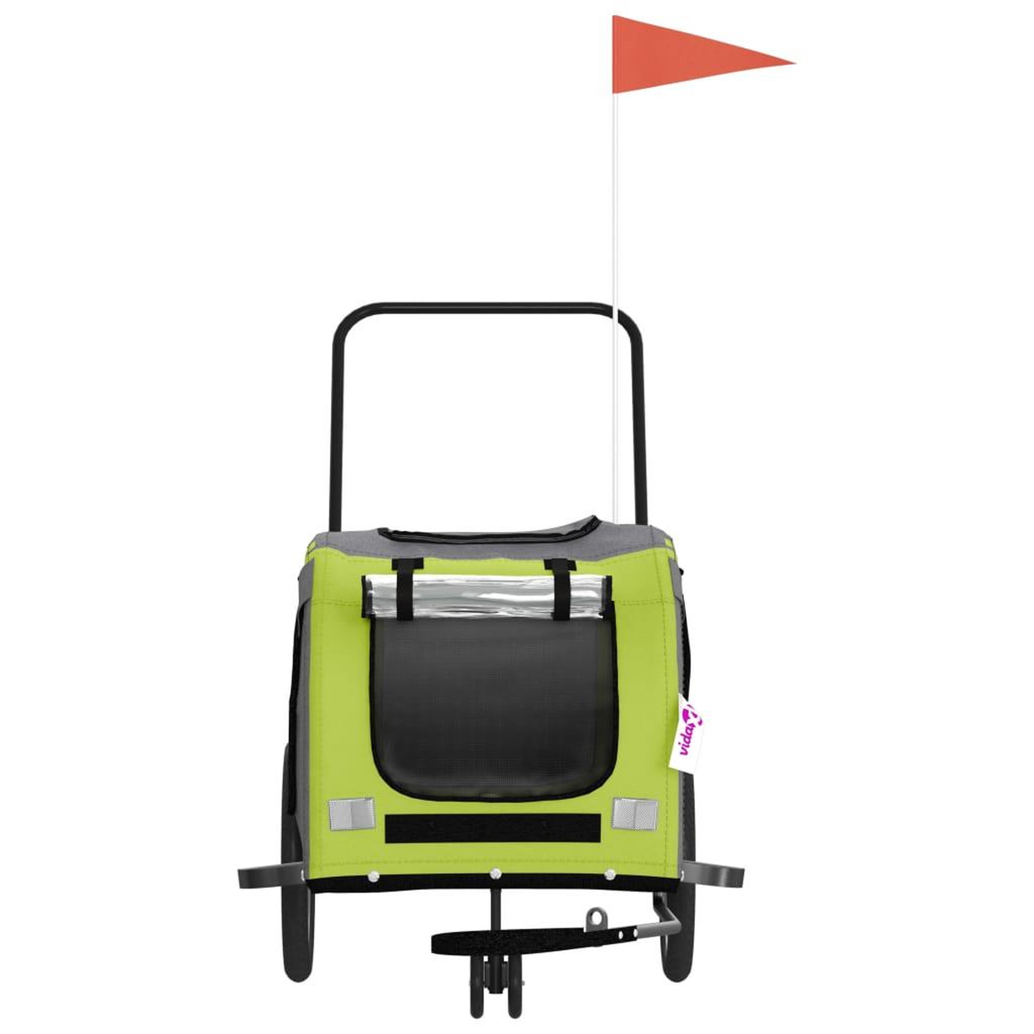 Voir la diapositive 4 : VIDAXL Remorque de velo pour animaux de compagnie vert et gris