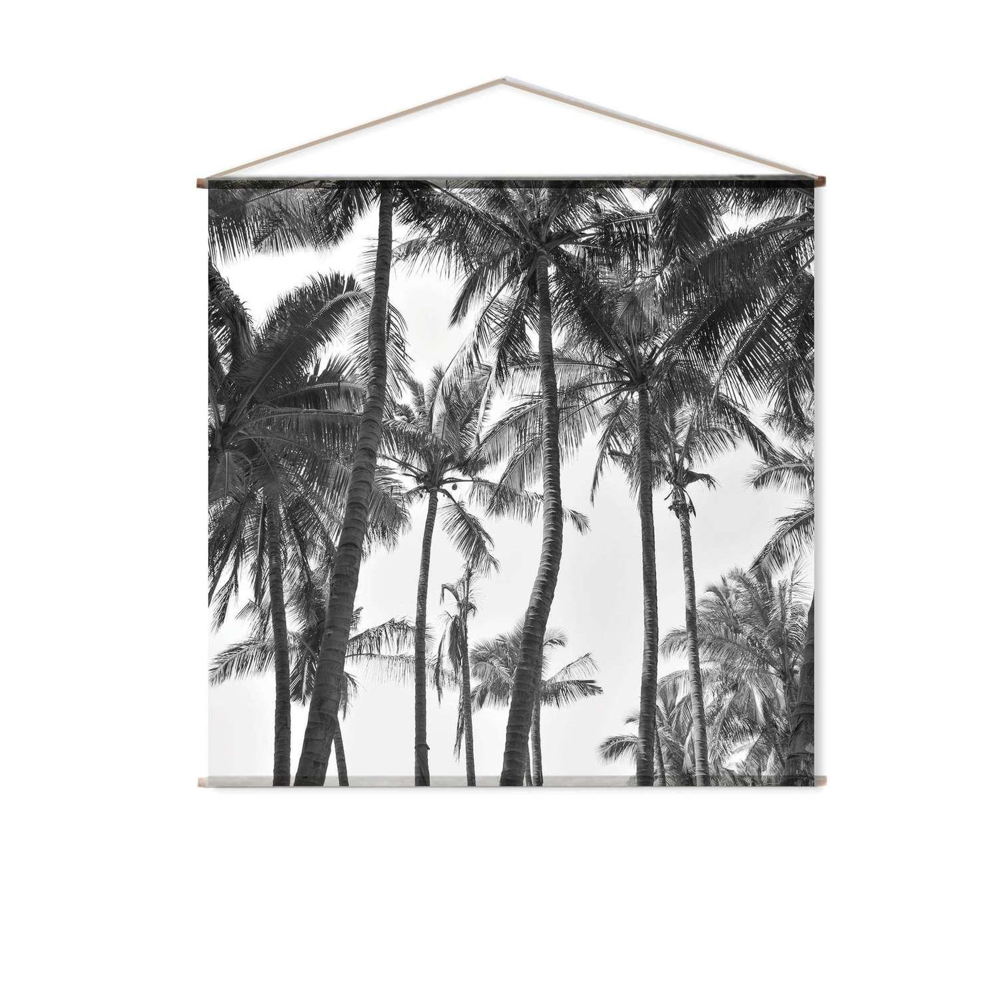 TOILINUX Toile murale imprimée palmier - 150 x 150 cm - noir et blanc