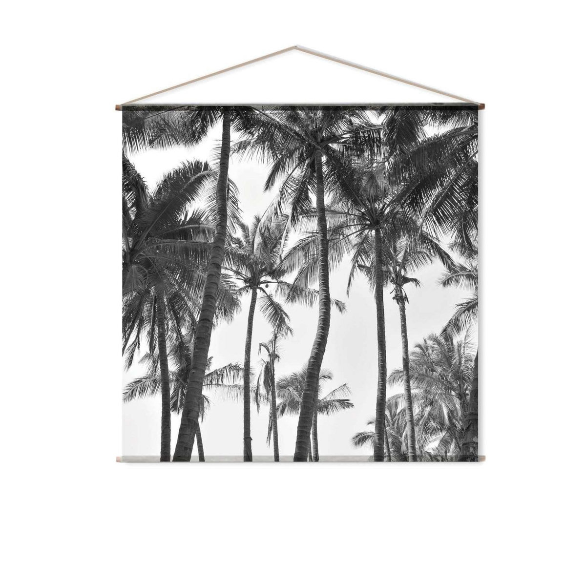 TOILINUX Toile murale imprimée palmier - 150 x 150 cm - Noir et blanc