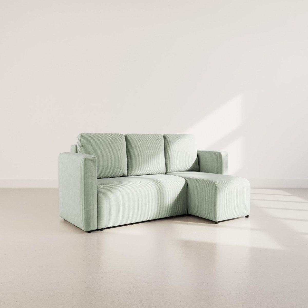 BEST MOBILIER Canopy - canapé d'angle réversible 4 places convertible avec coffre en velours côtelé