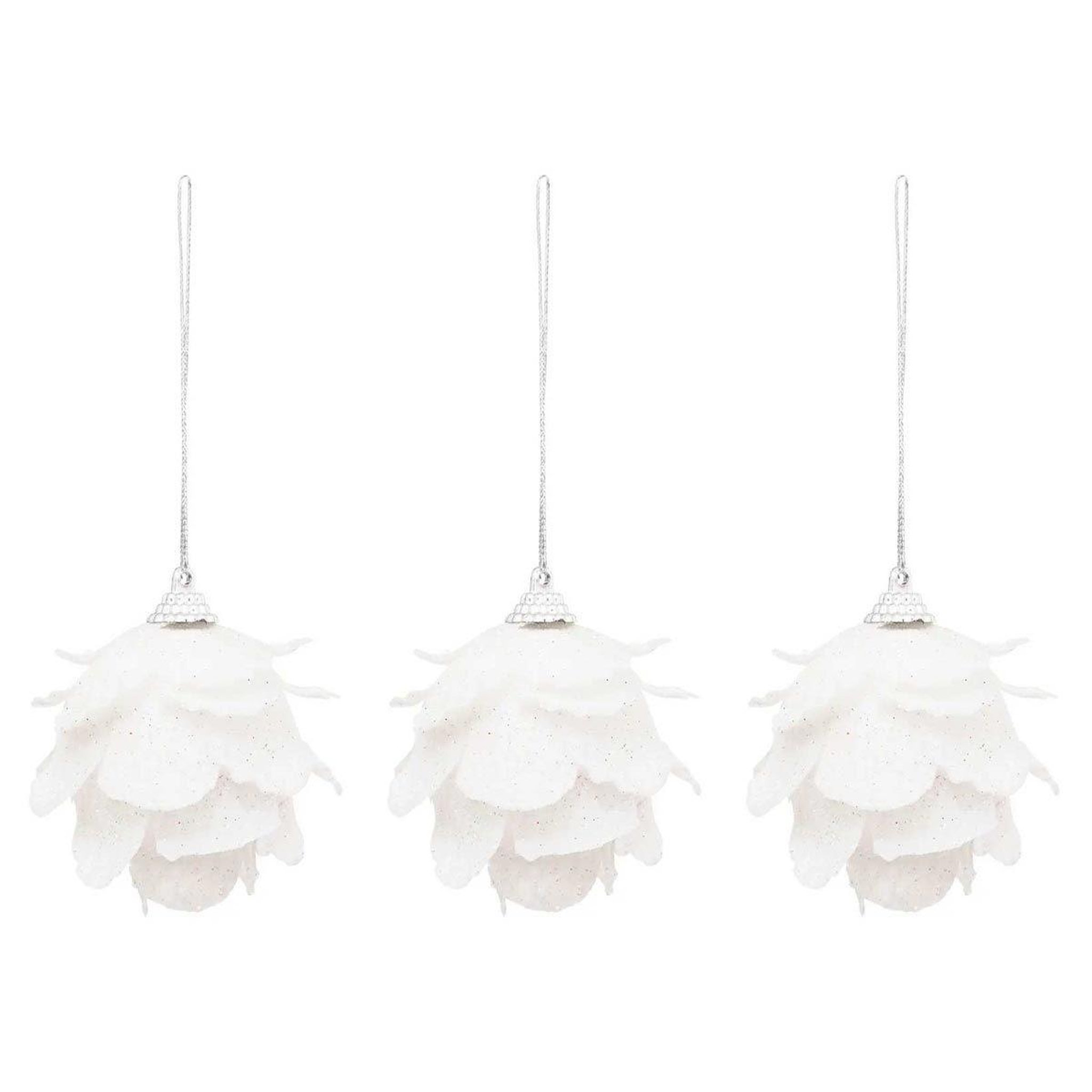 ATMOSPHERA Lot de 3 sujets de noël  fleurs  7cm blanc