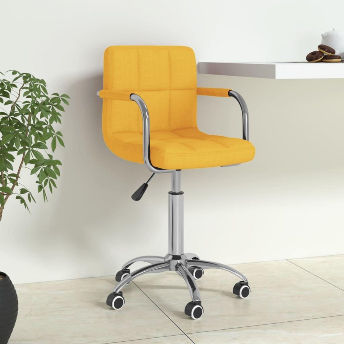 VIDAXL Chaise pivotante de bureau Jaune moutarde Tissu