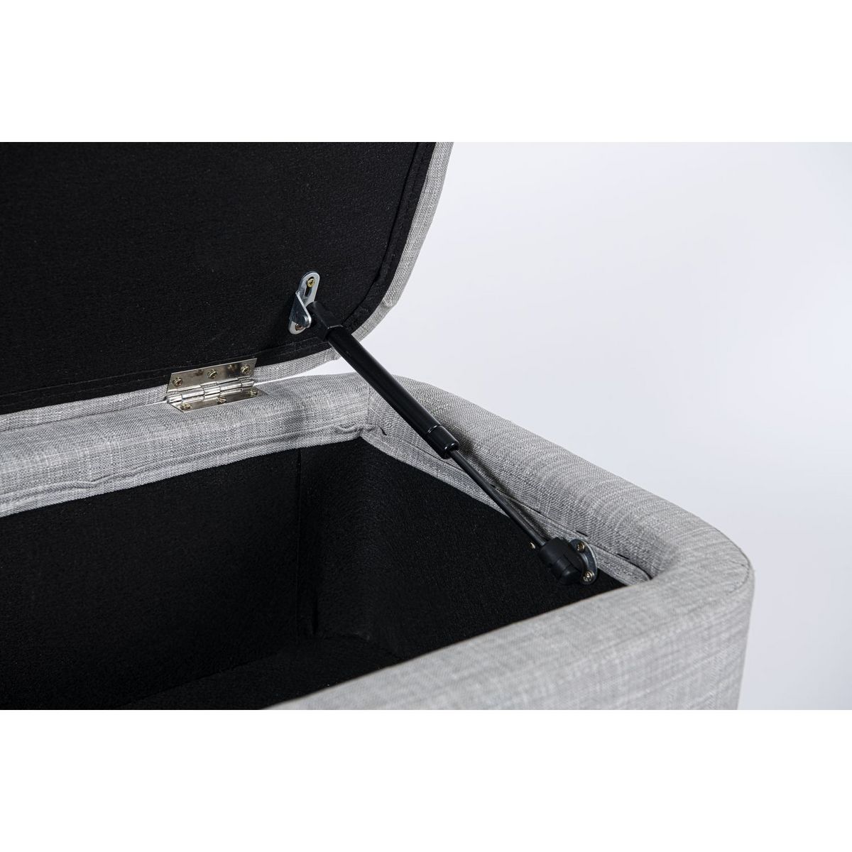 Bout de lit coffre en tissu et pieds épingles noirs SILVES