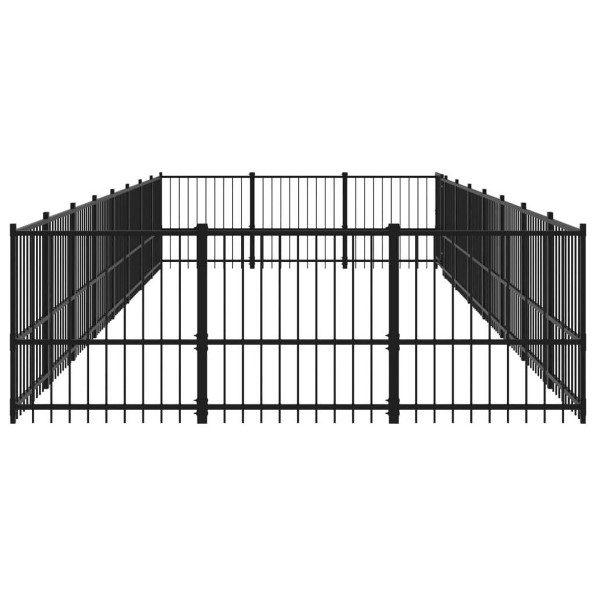 VIDAXL Chenil d'exterieur pour chiens Acier 22,58 m²