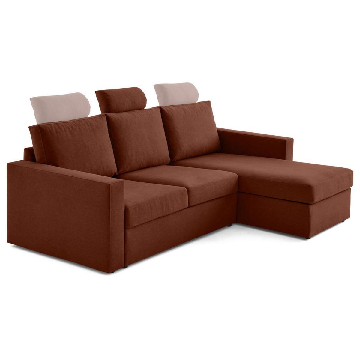 BEST MOBILIER Barrie - canapé d'angle réversible 4 places avec têtière amovible en tissu