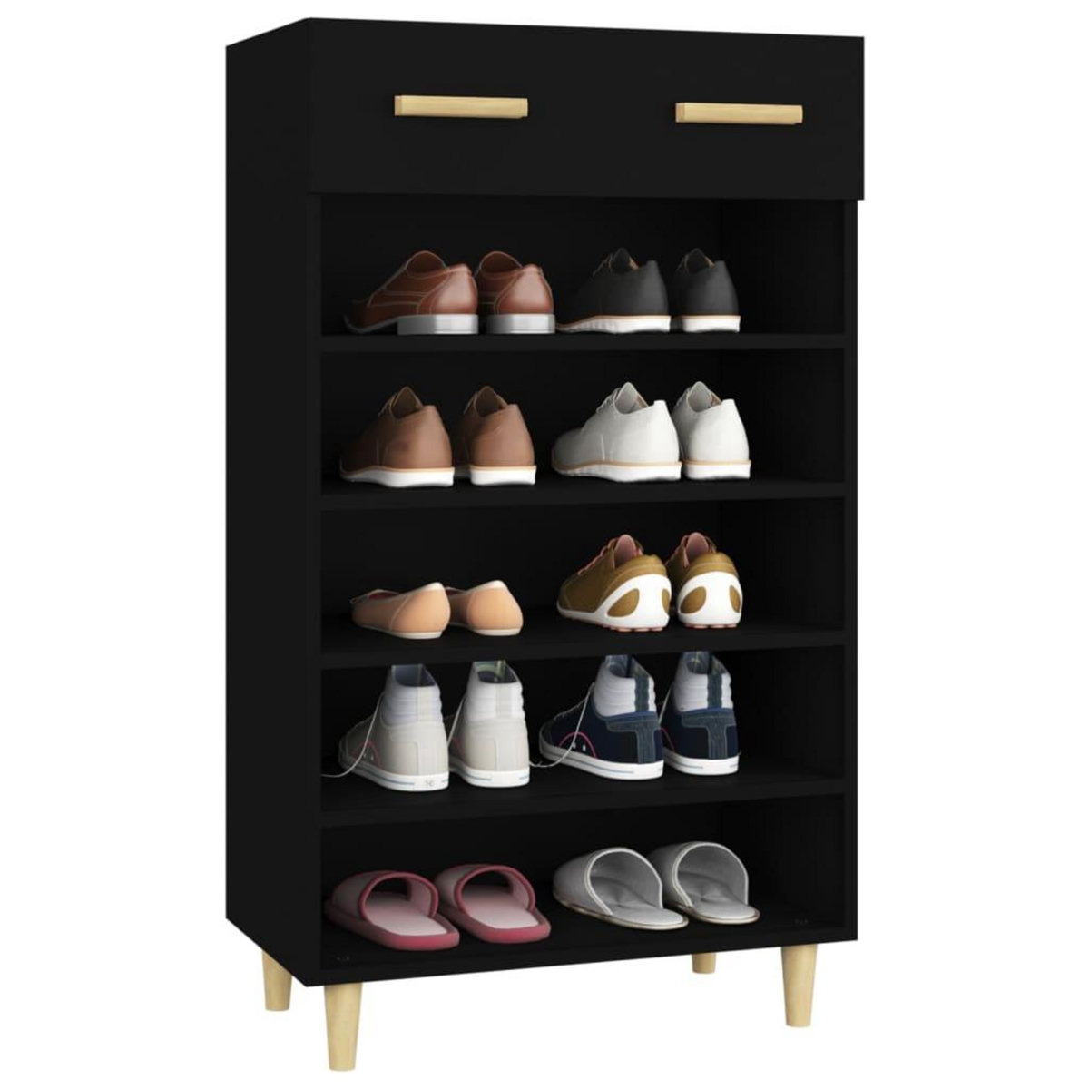 VIDAXL Armoire a chaussures Noir 60x35x105 cm Bois d'ingenierie