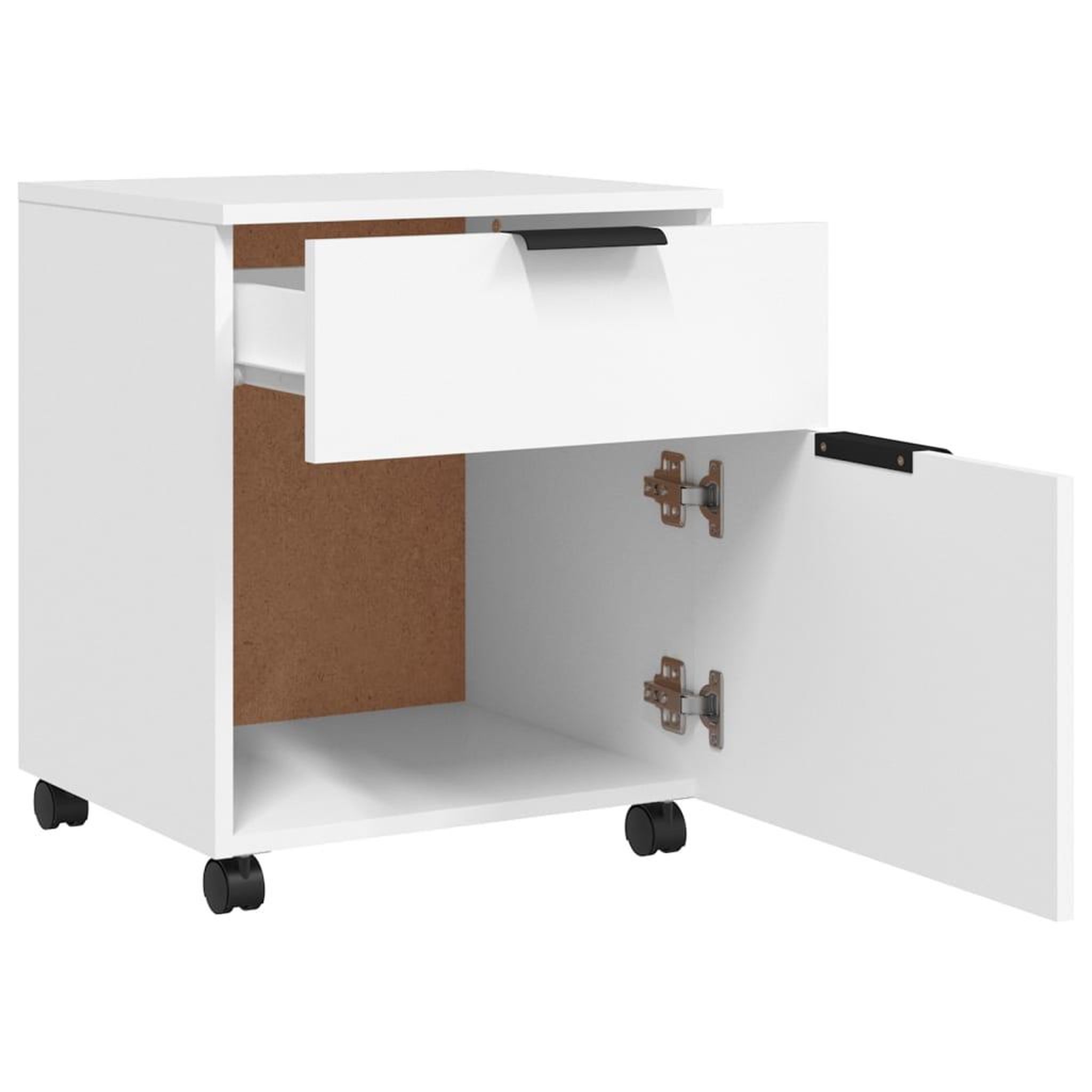 Voir la diapositive 4 : VIDAXL Classeur mobile avec roues Blanc 45x38x54 cm Bois d'ingenierie