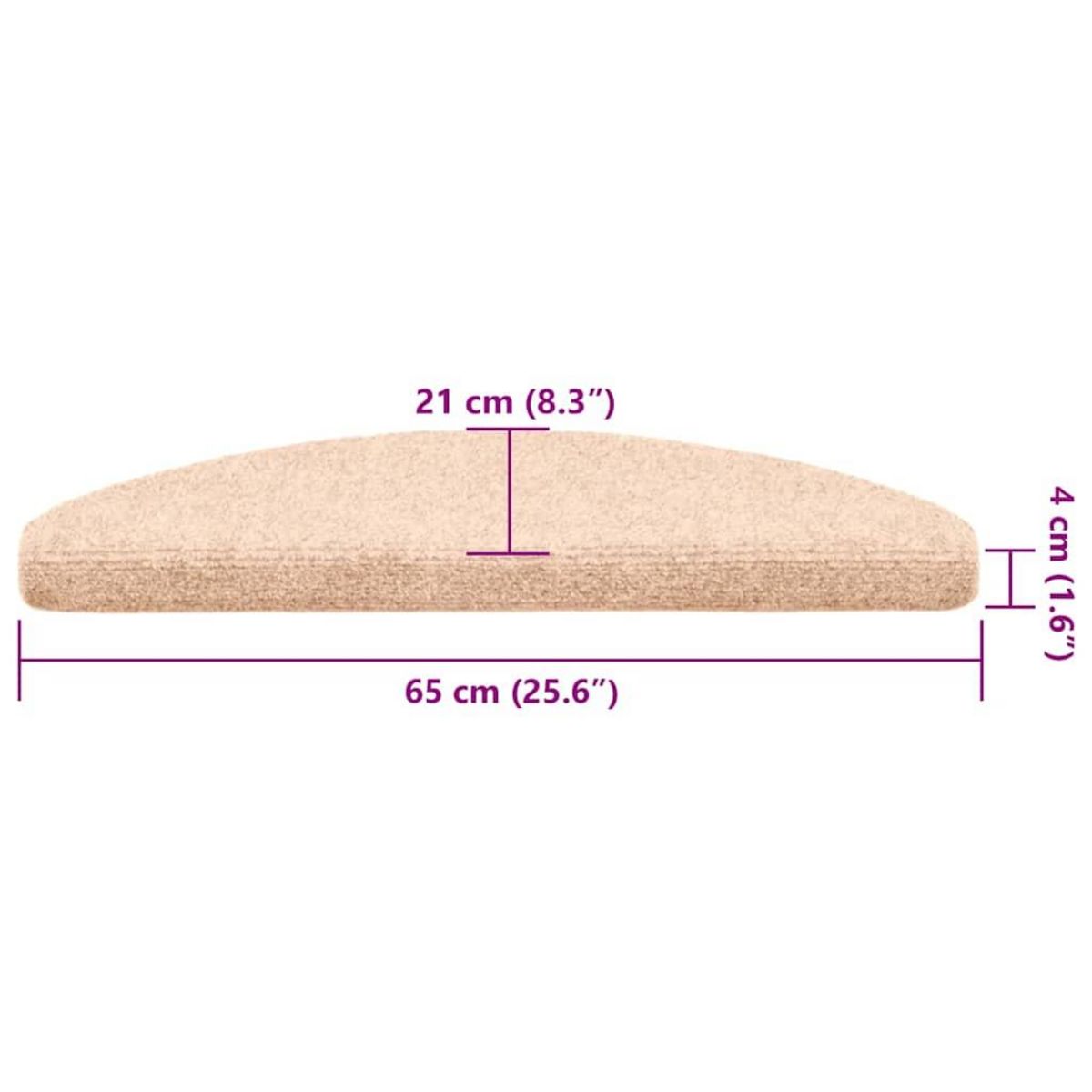 VIDAXL Tapis d'escalier autocollant 30 pcs creme 65x21x4 cm