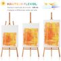 Voir la diapositive 3 : HOMCOM Chevalet d'artiste sur pieds inclinaison et hauteur réglable dim. 65L x 68l x 174-230H cm bois de hêtre clair