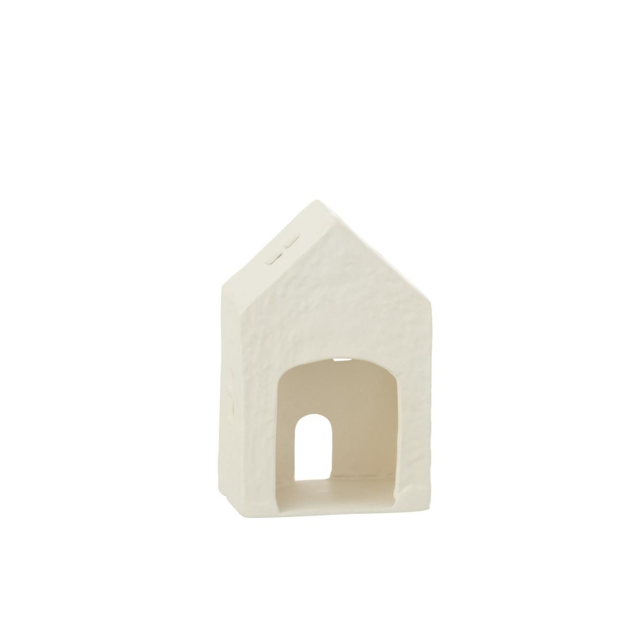 Voir la diapositive 2 : J-LINE Bougeoir déco 1 bougie  maison  19cm blanc