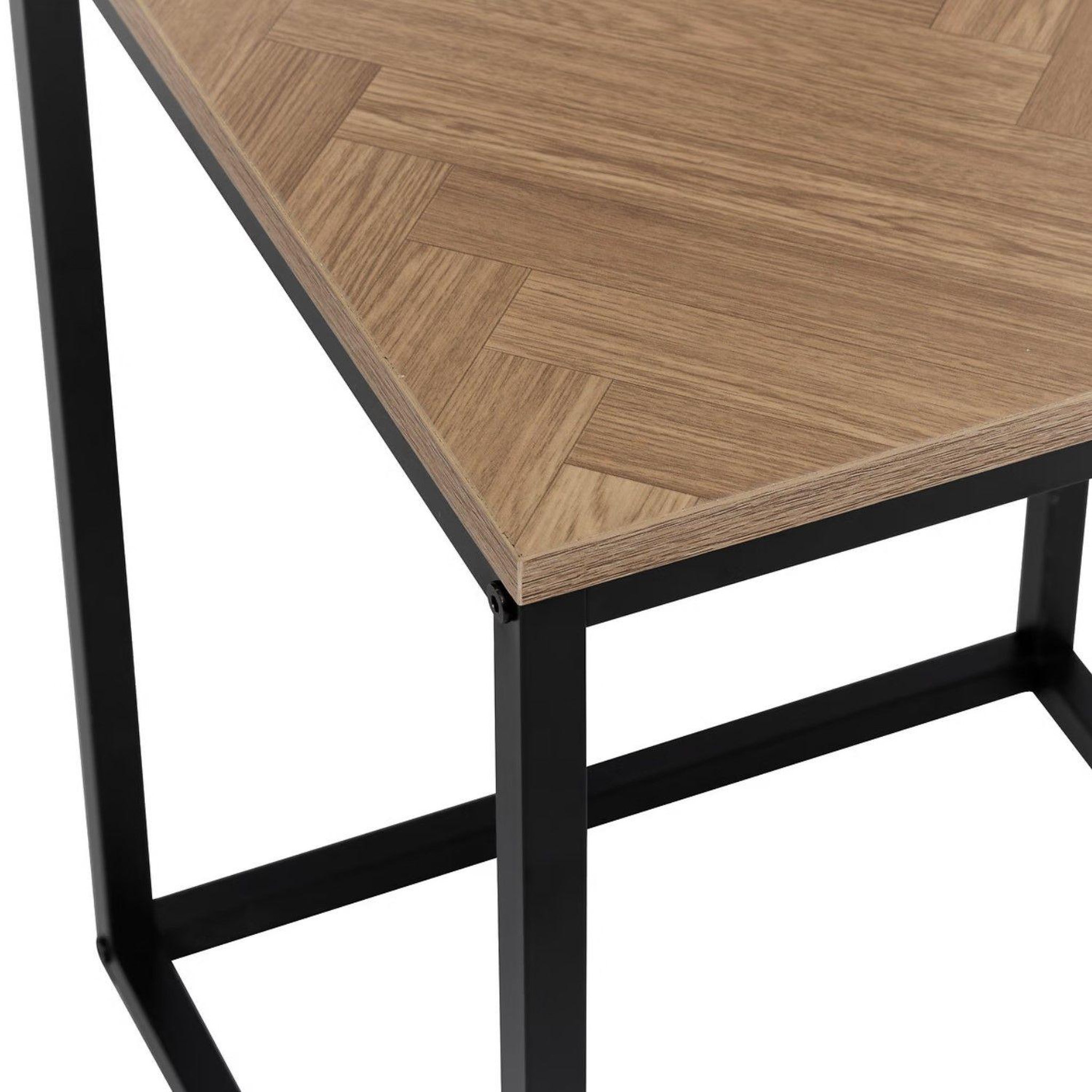 Voir la diapositive 4 : FIVE Bout de canapé en bois et métal chevrons - beige et noir