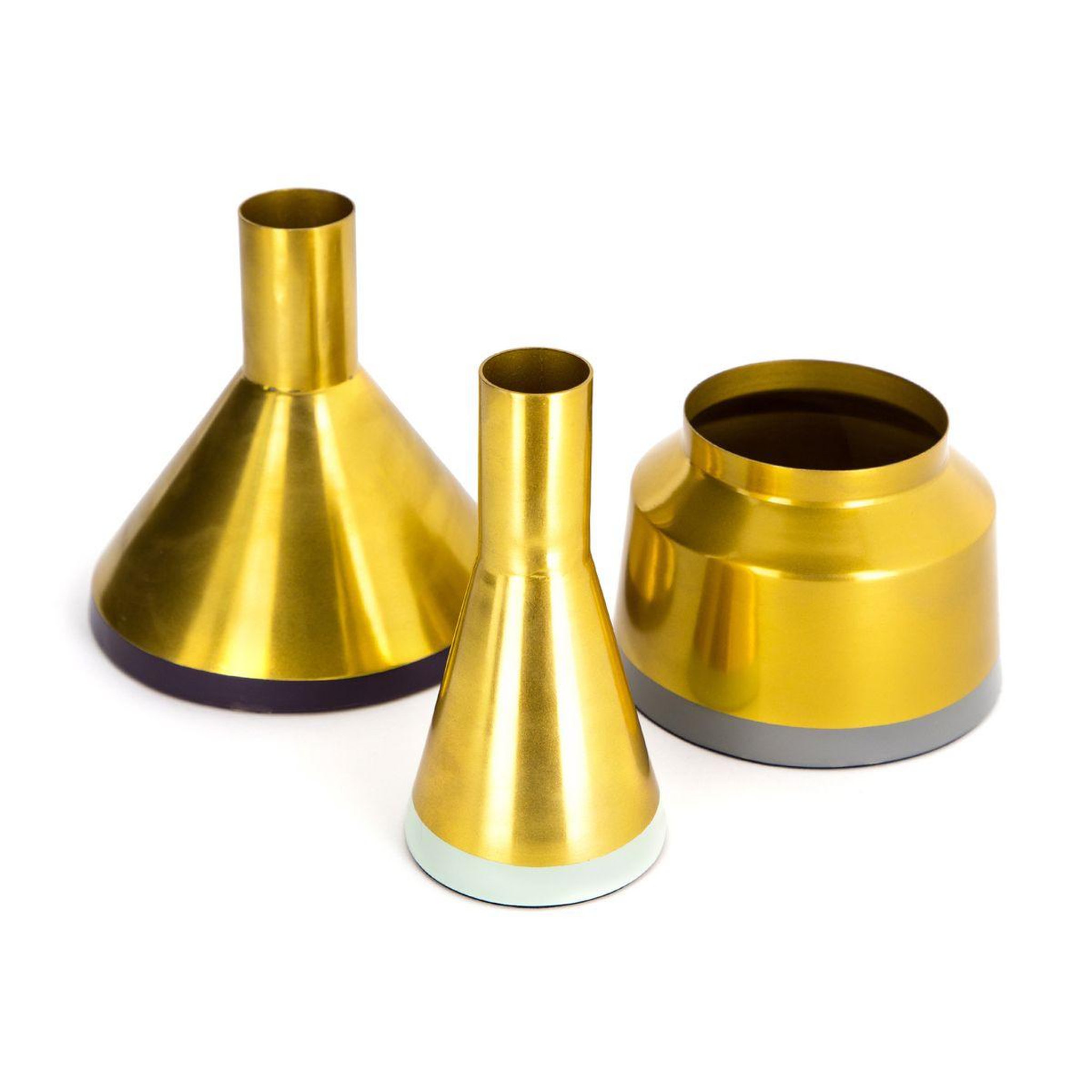 Paris Prix Lot de 3 vases déco  culture  16cm violet & or