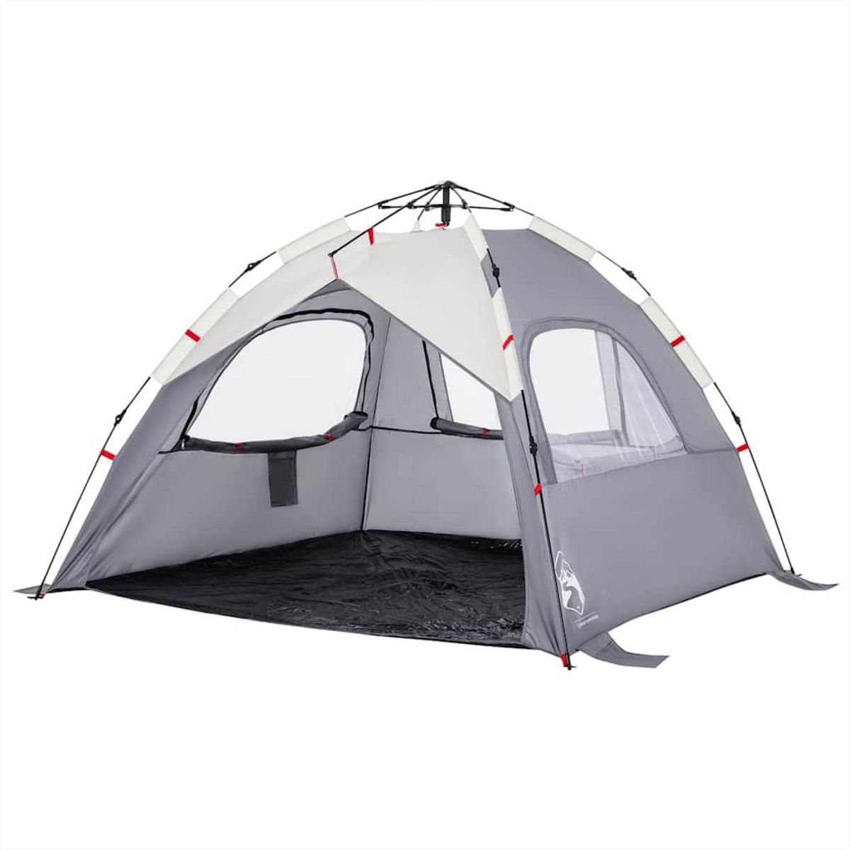 VIDAXL Tente de plage 3 personnes gris liberation rapide impermeable