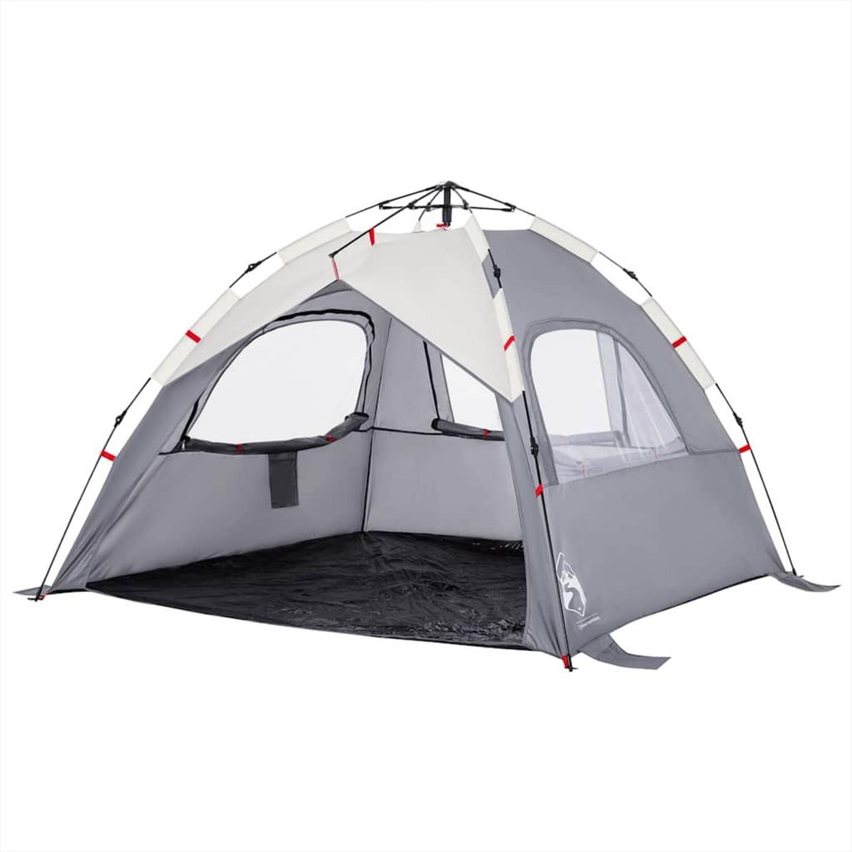 VIDAXL Tente de plage 3 personnes gris liberation rapide impermeable