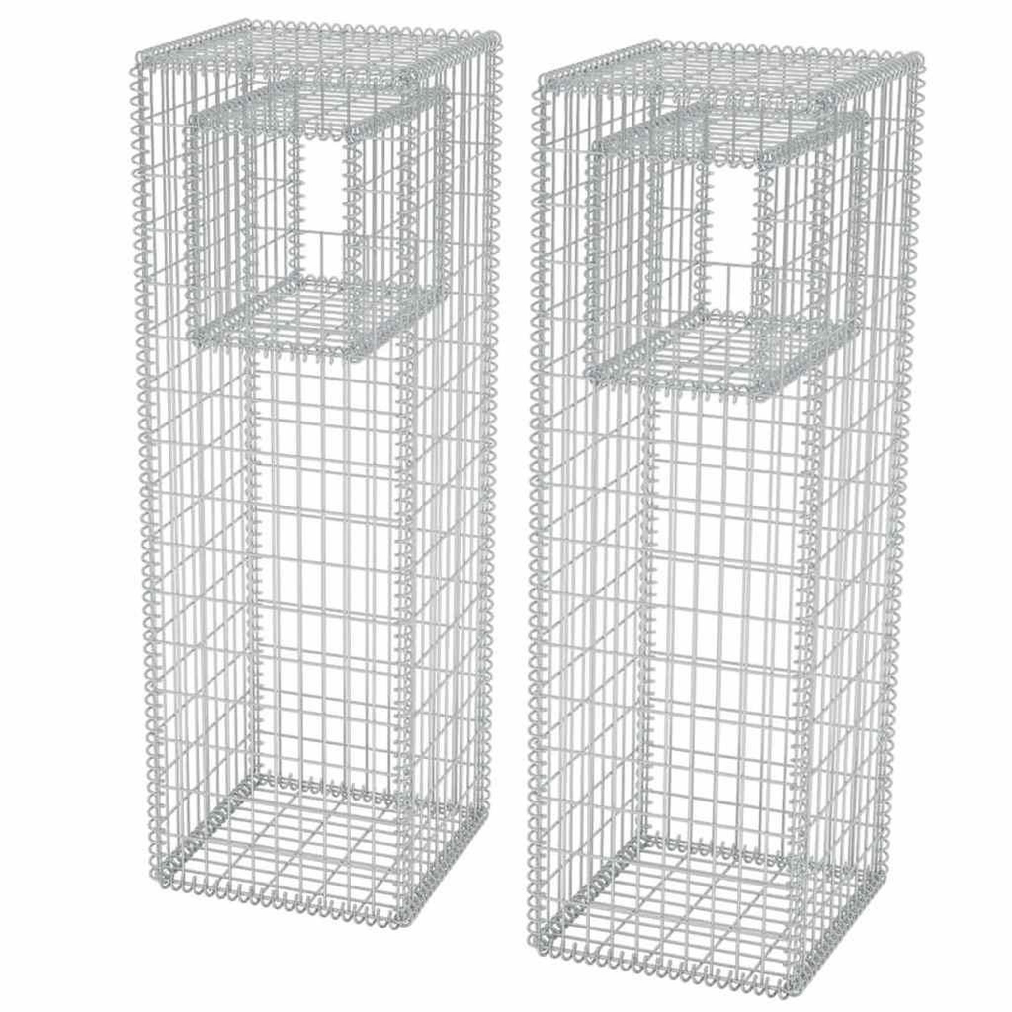 Voir la diapositive 2 : VIDAXL Jardiniere/poteau de panier de gabion 2 pcs acier 50x50x160 cm