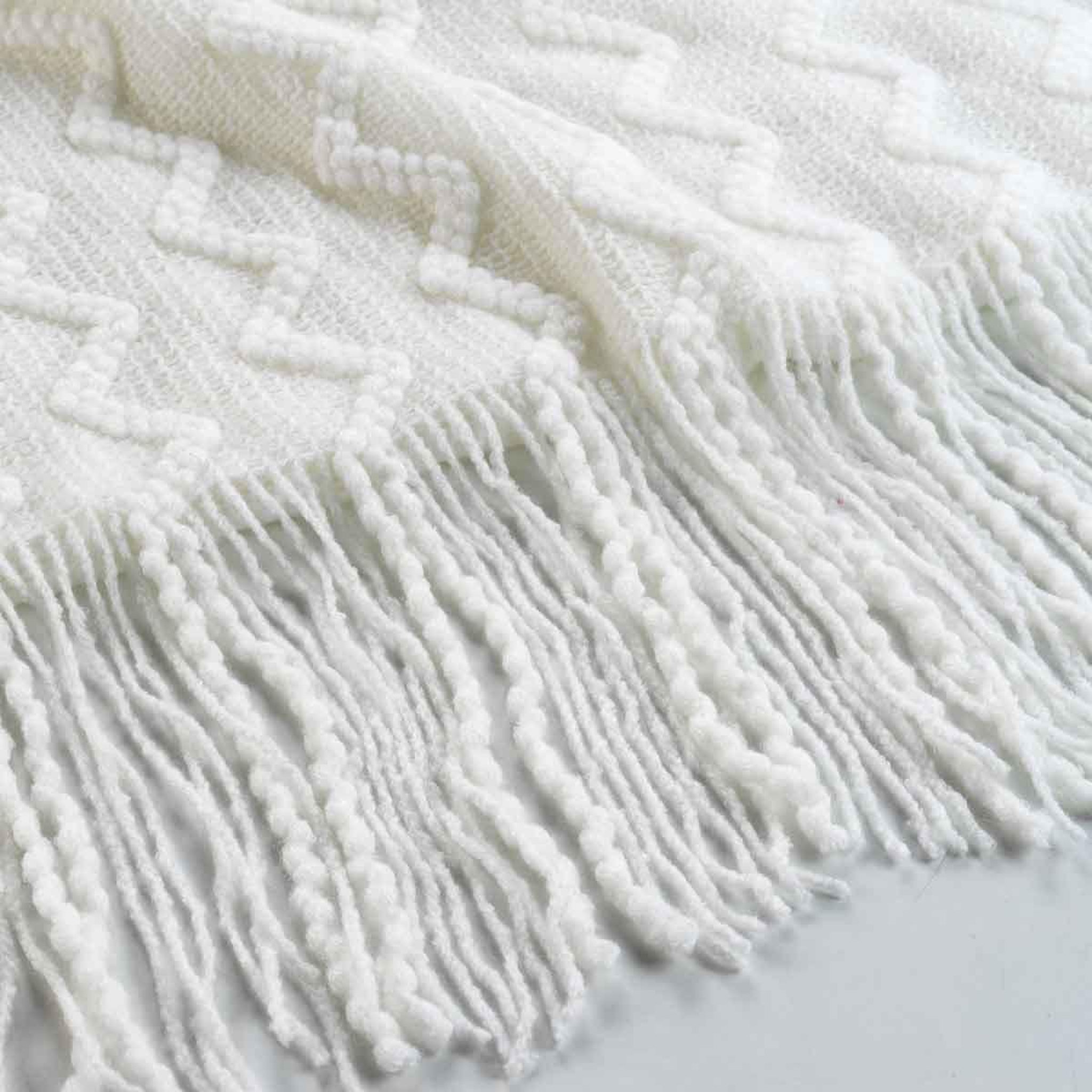 Voir la diapositive 3 : Douceur d'Intérieur Plaid à franges  melinda  125x150cm blanc
