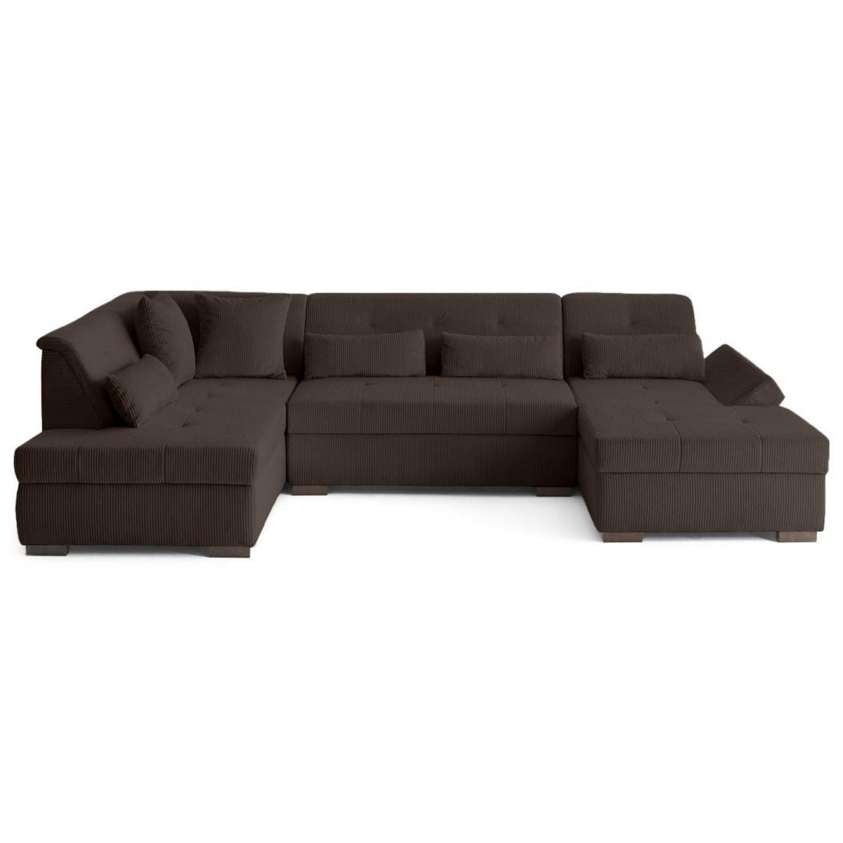 LISA DESIGN Vermont s - canapé panoramique d'angle gauche 7 places en velours côtelé