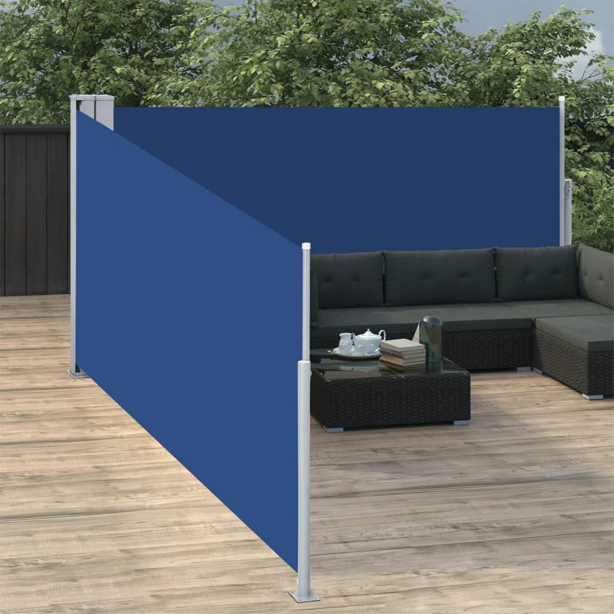 VIDAXL Auvent lateral retractable Bleu 100 x 1000 cm