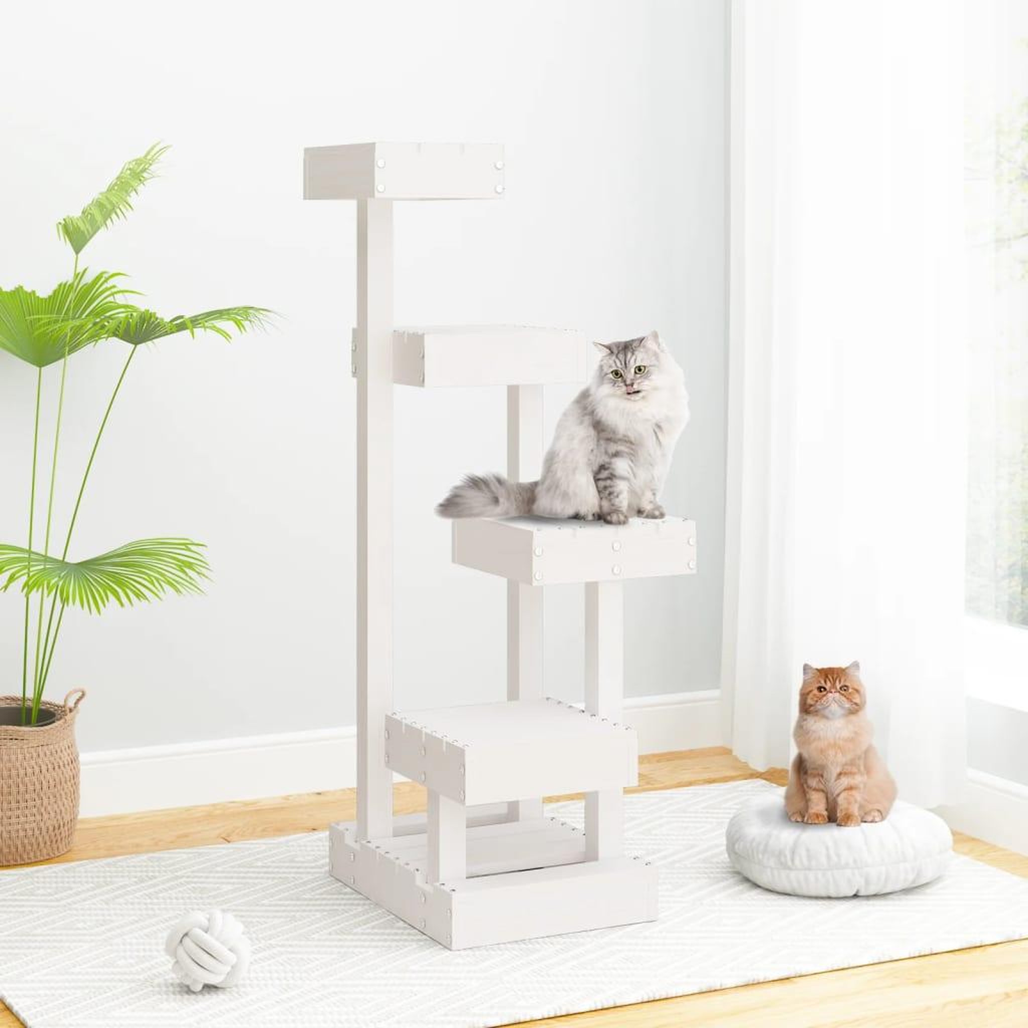 Voir la diapositive 1 : VIDAXL Arbre a chat Blanc 45,5x49x103 cm Bois de pin massif