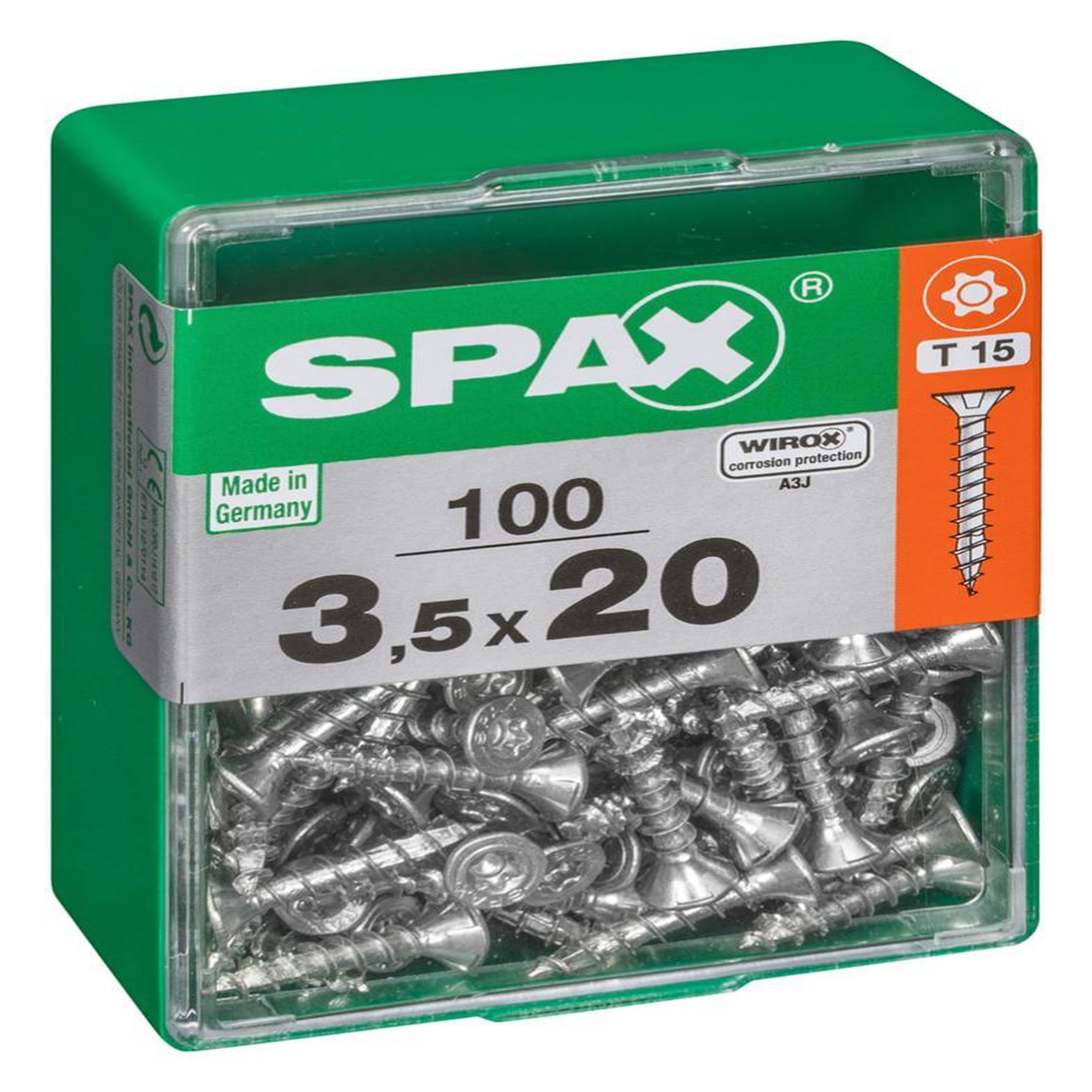 CENTRALE BRICO Lot de 100 vis acier tête autofraisée plate SPAX, Diam.3.5 mm x L.20 mm