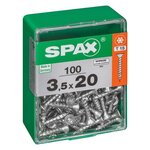 CENTRALE BRICO Lot de 100 vis acier tête autofraisée plate SPAX, Diam.3.5 mm x L.20 mm