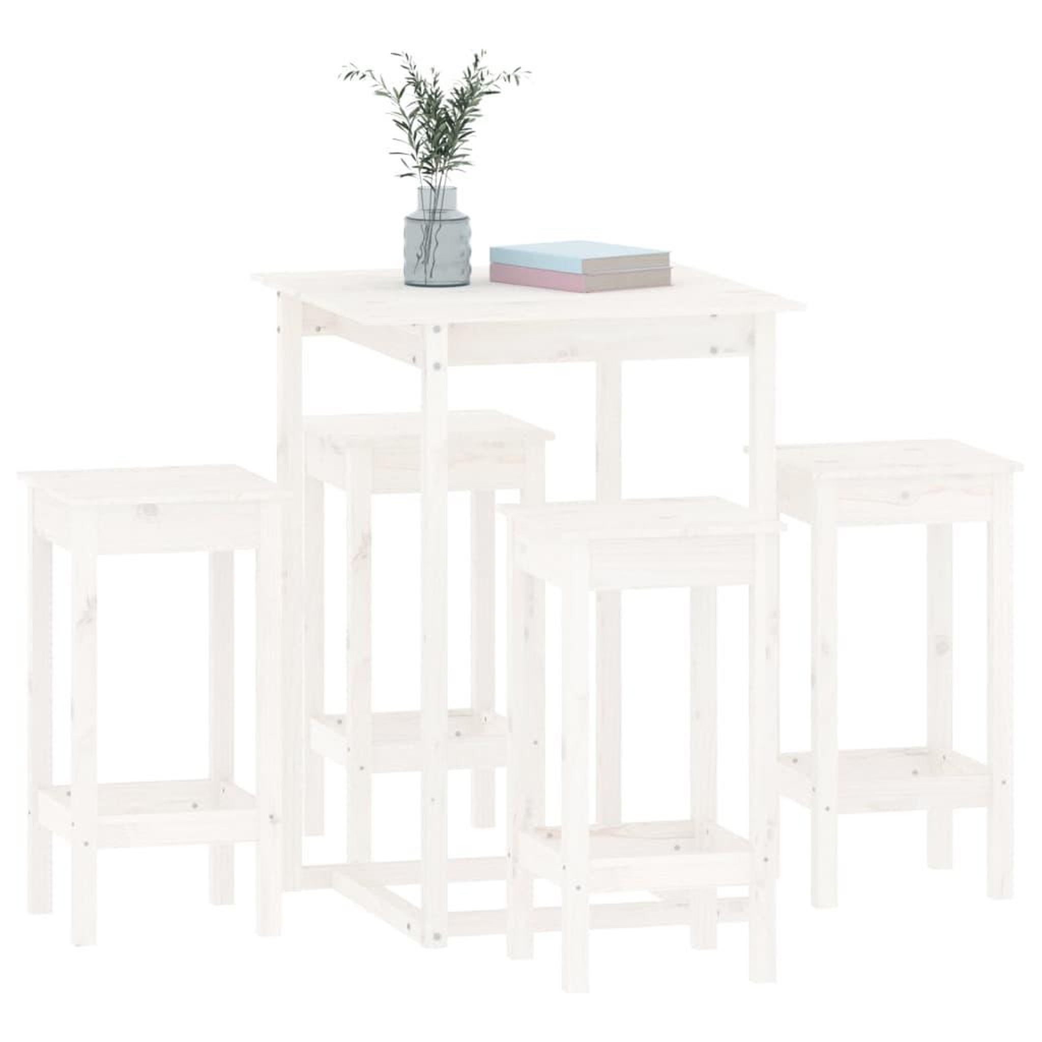 Voir la diapositive 4 : VIDAXL Ensemble de bar 5 pcs Blanc Bois de pin massif