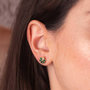 Voir la diapositive 2 : L'ATELIER D'AZUR Boucles d'Oreilles Or 18 Carats 750 Jaune Motif Fleur - Malachite et Zirconium