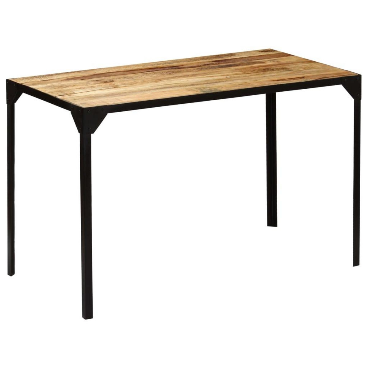 VIDAXL Table a manger Bois de manguier brut massif et Acier 120 cm