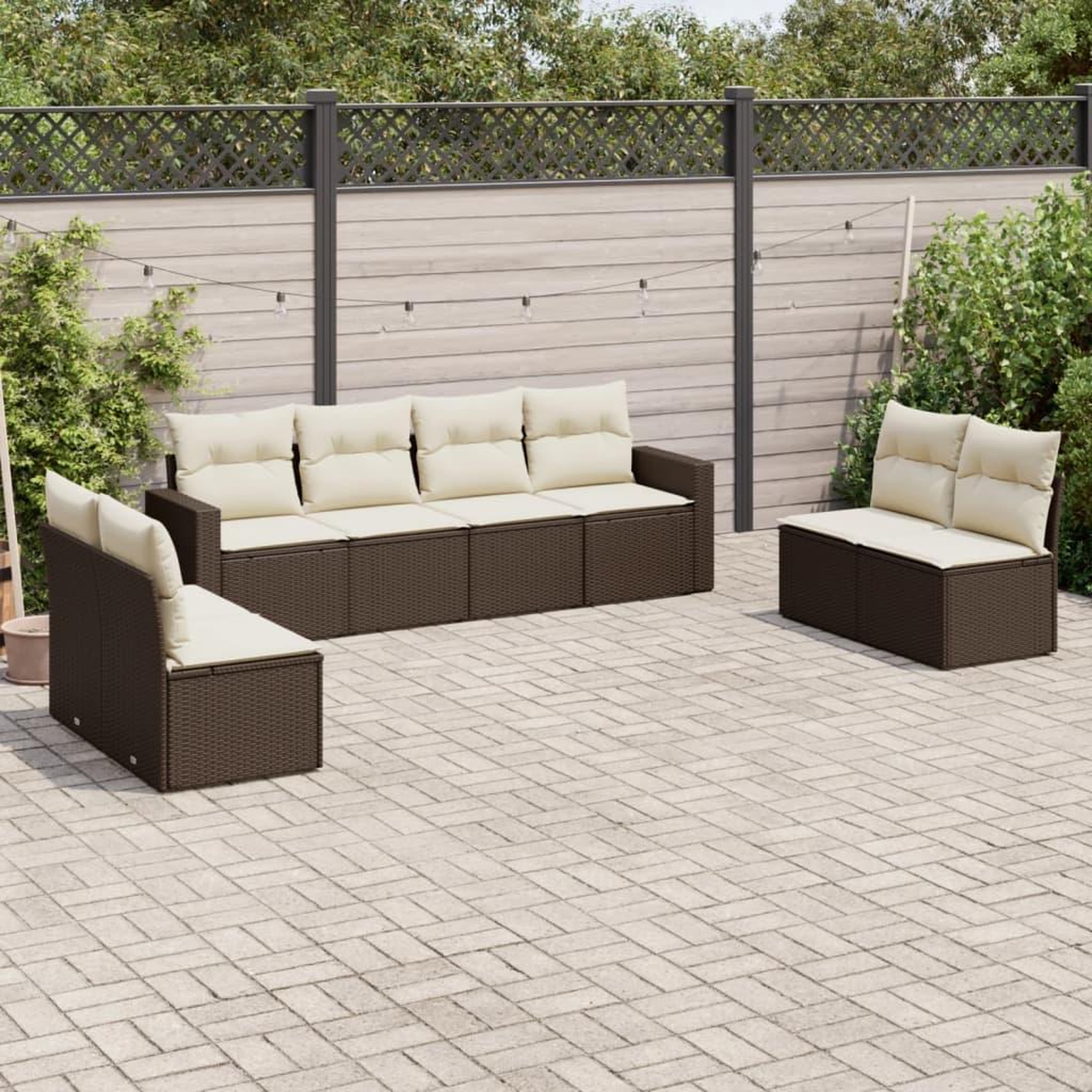 VIDAXL Salon de jardin 8 pcs avec coussins marron resine tressee