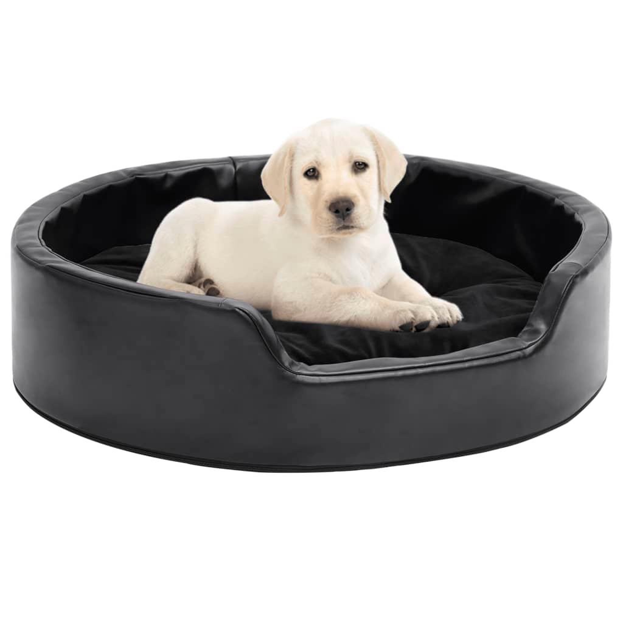 VIDAXL Lit pour chiens Noir 69x59x19 cm Peluche et similicuir