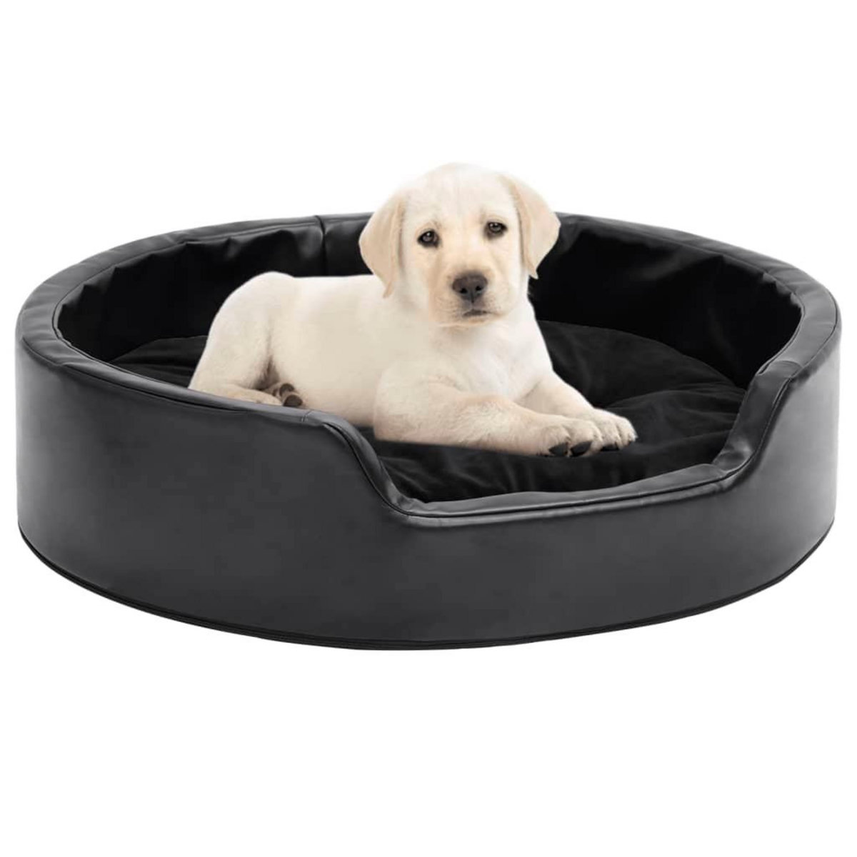 VIDAXL Lit pour chiens Noir 69x59x19 cm Peluche et similicuir