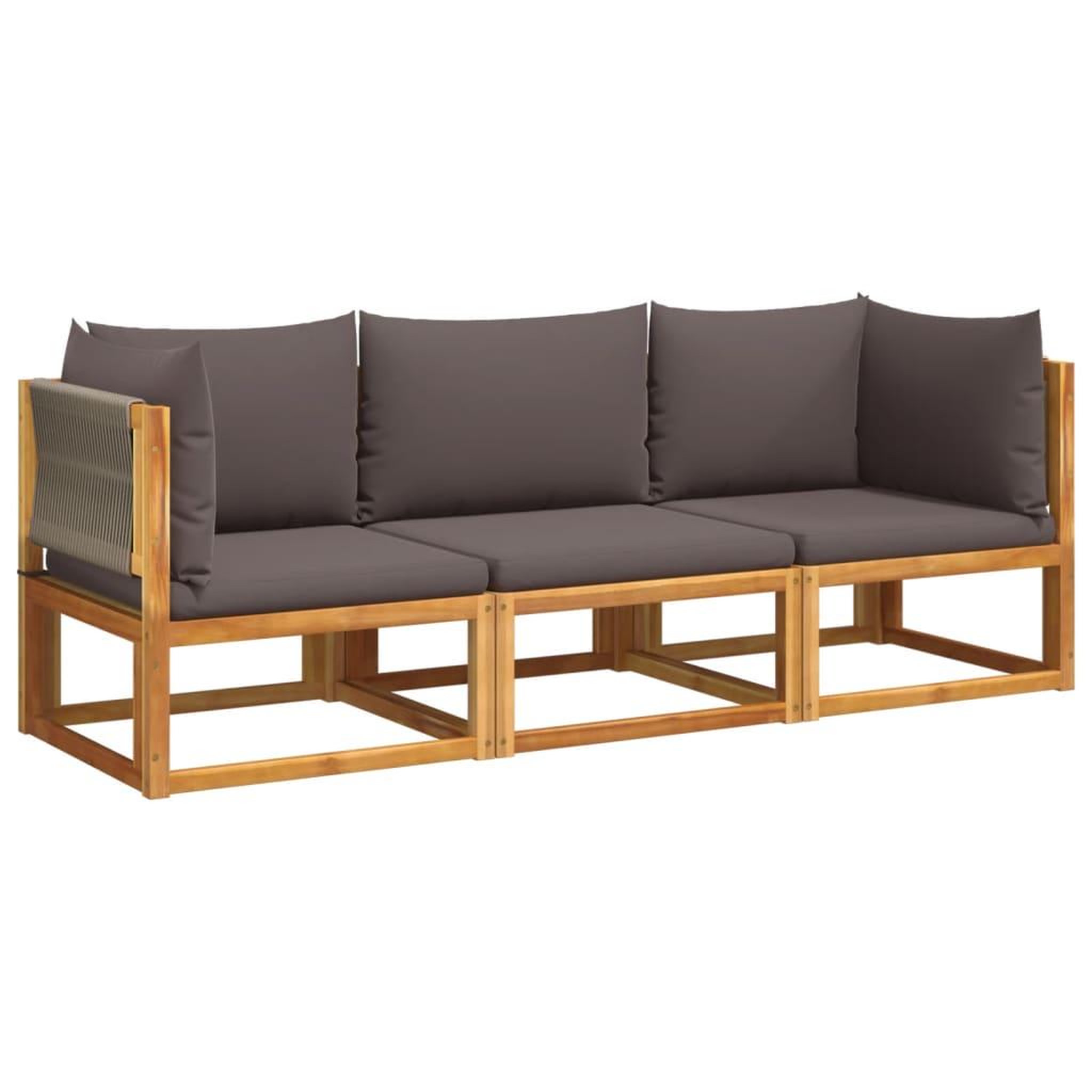 Voir la diapositive 2 : VIDAXL Salon de jardin avec coussins 3 pcs bois massif d'acacia