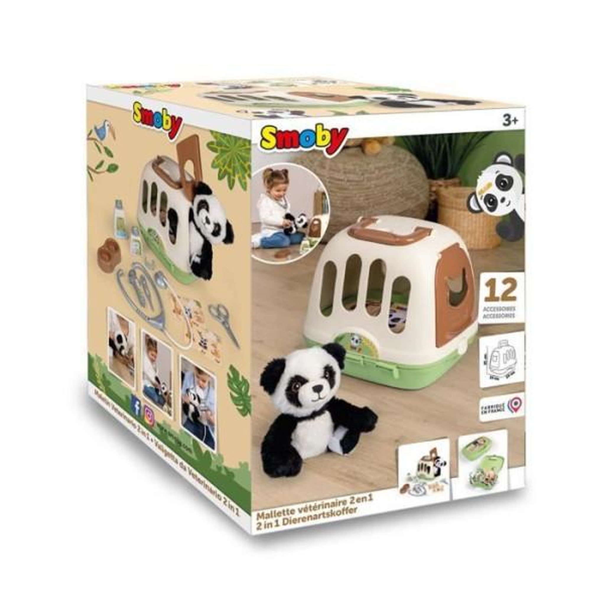 Voir la diapositive 6 : SMOBY Smoby - mallette vétérinaire - 1 peluche panda et de nombreux accessoires - produit 2 en 1 : cage de transport
