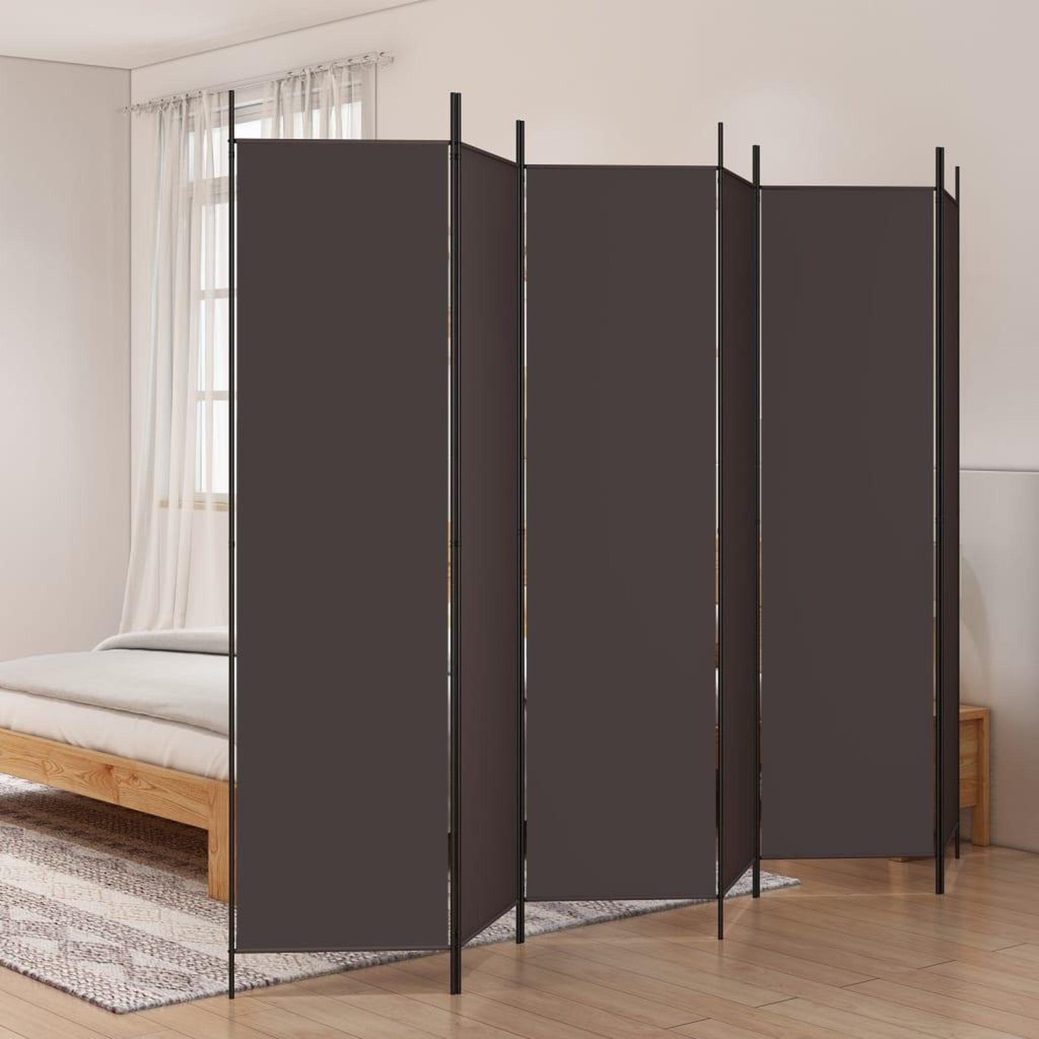 Voir la diapositive 1 : VIDAXL Cloison de separation 6 panneaux Marron 300x200 cm Tissu