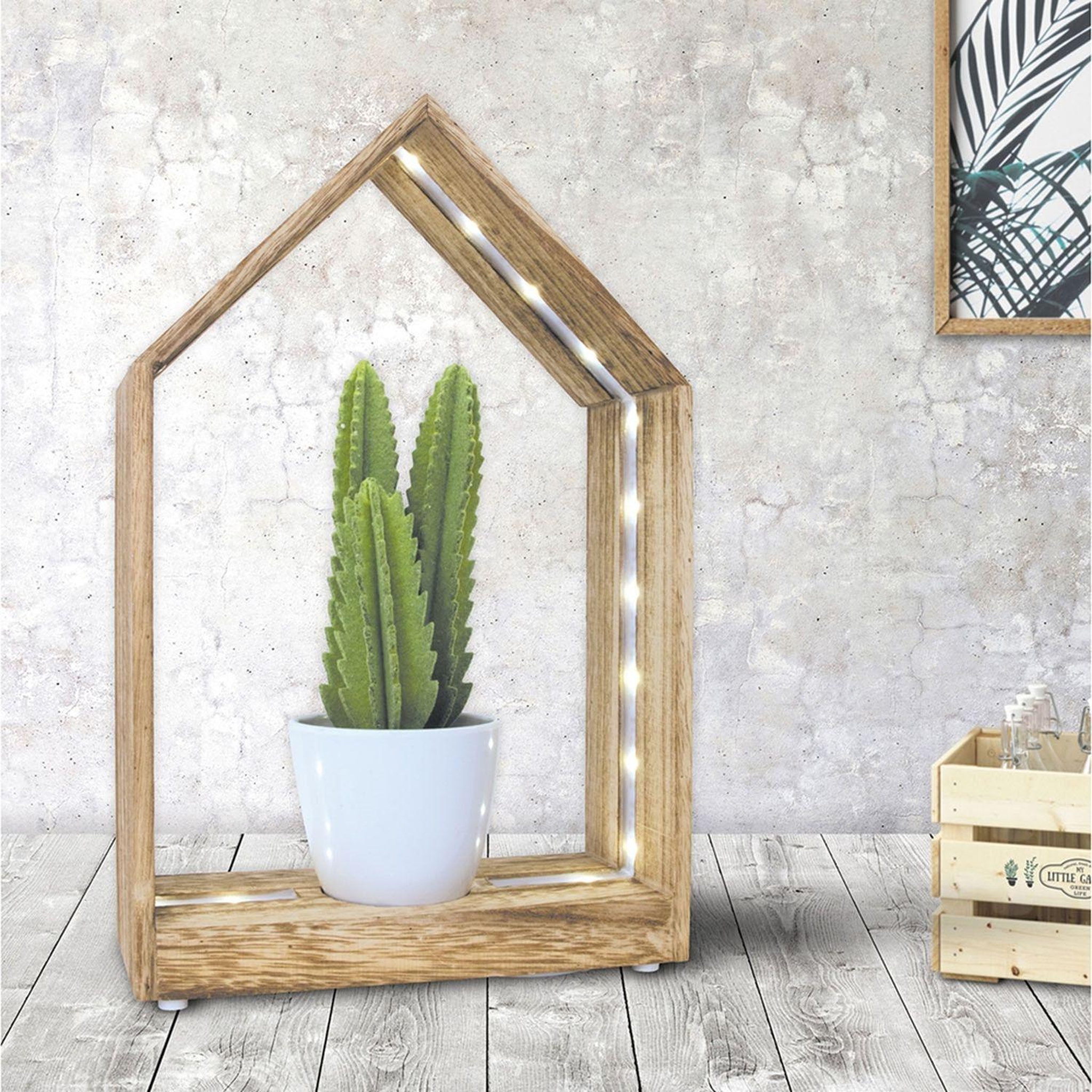 Voir la diapositive 2 : The Home Deco Factory Etagère décorative en bois et détails led l.20xh.31,50cm - marron