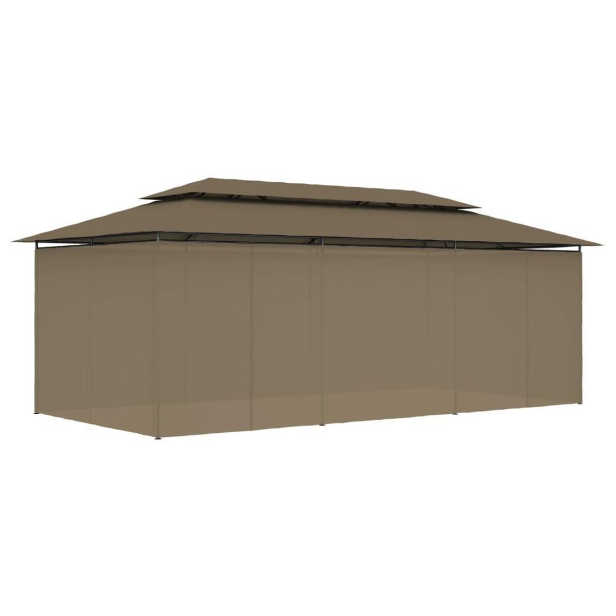 VIDAXL Belvedere avec rideaux 600x298x270 cm Taupe 180 g/m^2
