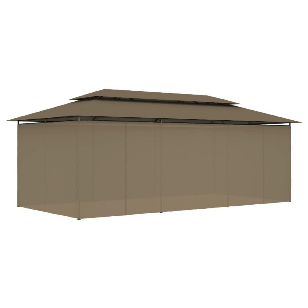 VIDAXL Belvedere avec rideaux 600x298x270 cm Taupe 180 g/m^2