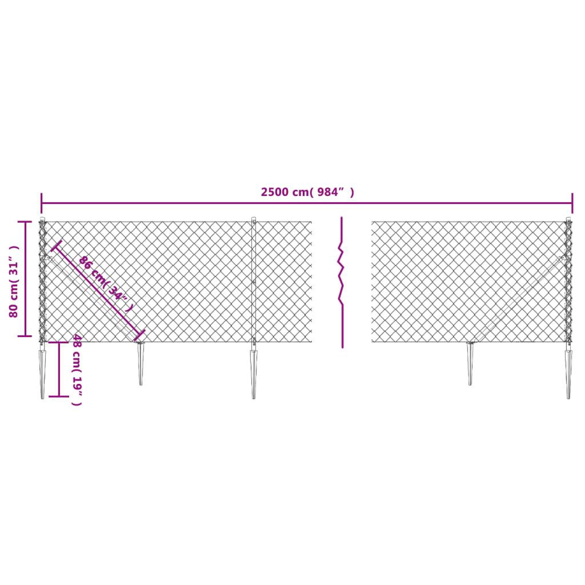 Voir la diapositive 6 : VIDAXL Cloture a mailles losangees avec piquet d'ancrage vert 0,8x25 m