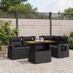 VIDAXL Salon de jardin 6 pcs avec coussins noir resine tressee