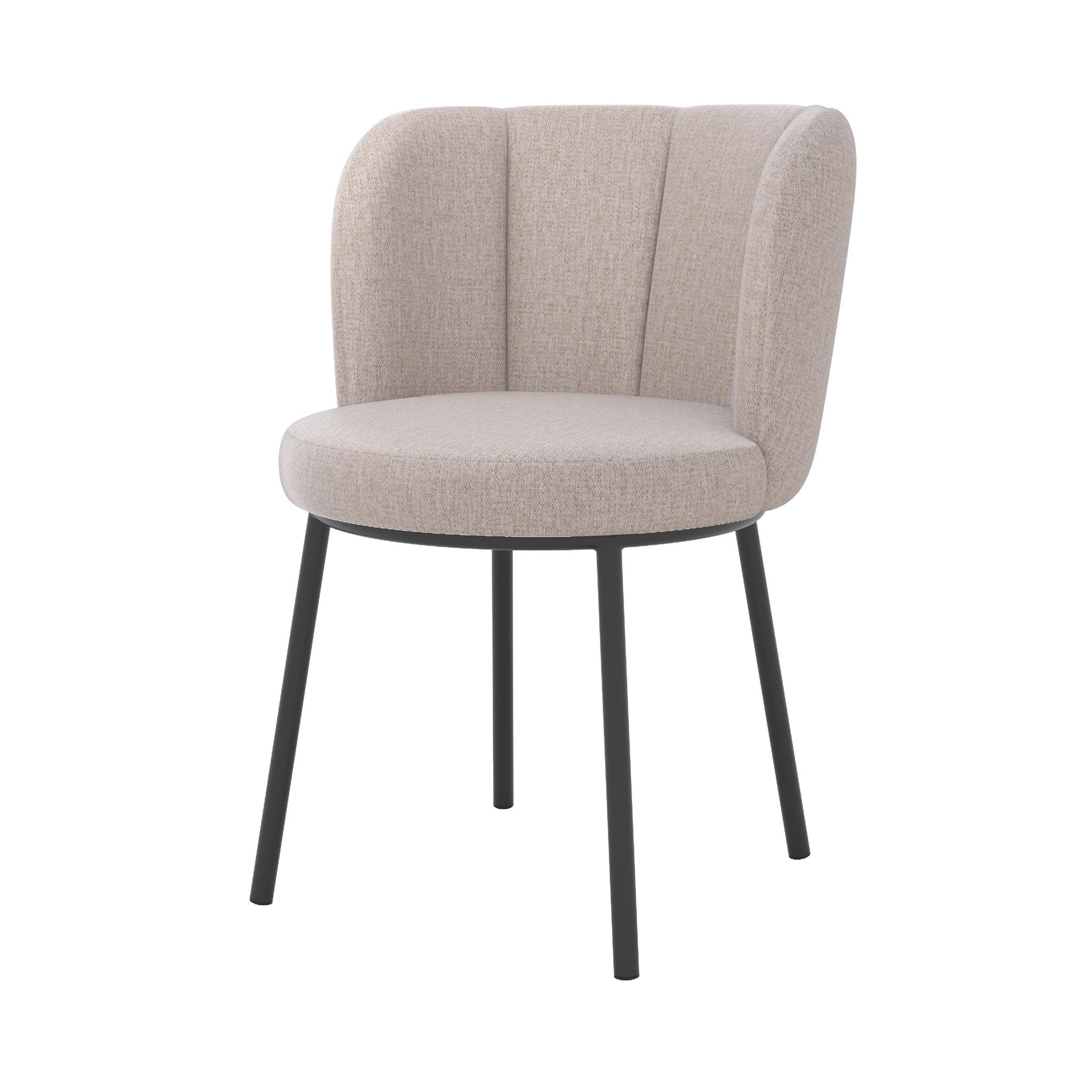 MAISON PAVANE Chaise en tissu beige chiné et pieds noirs-aby