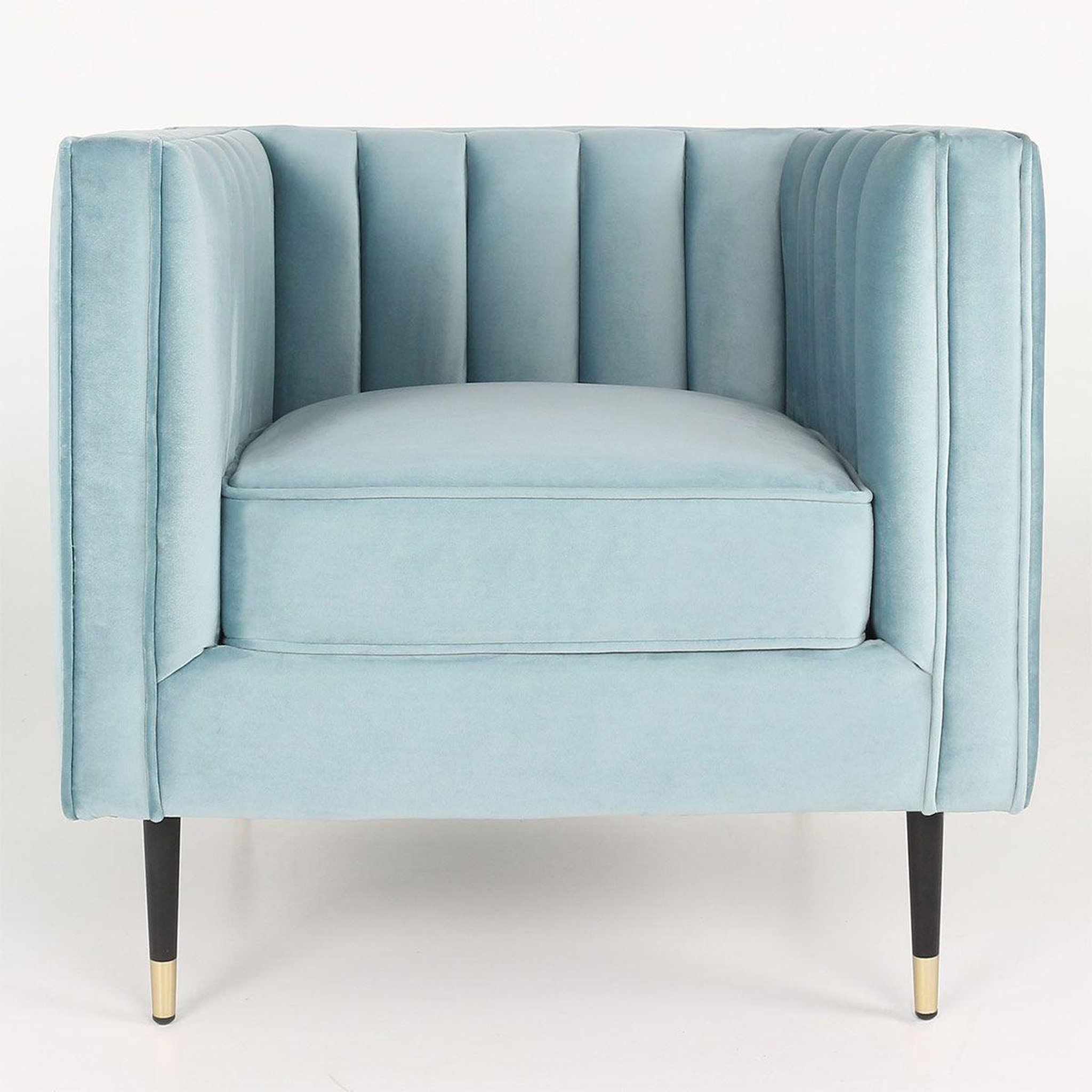 Voir la diapositive 2 : Paris Prix Fauteuil design en velours  goya  76cm bleu