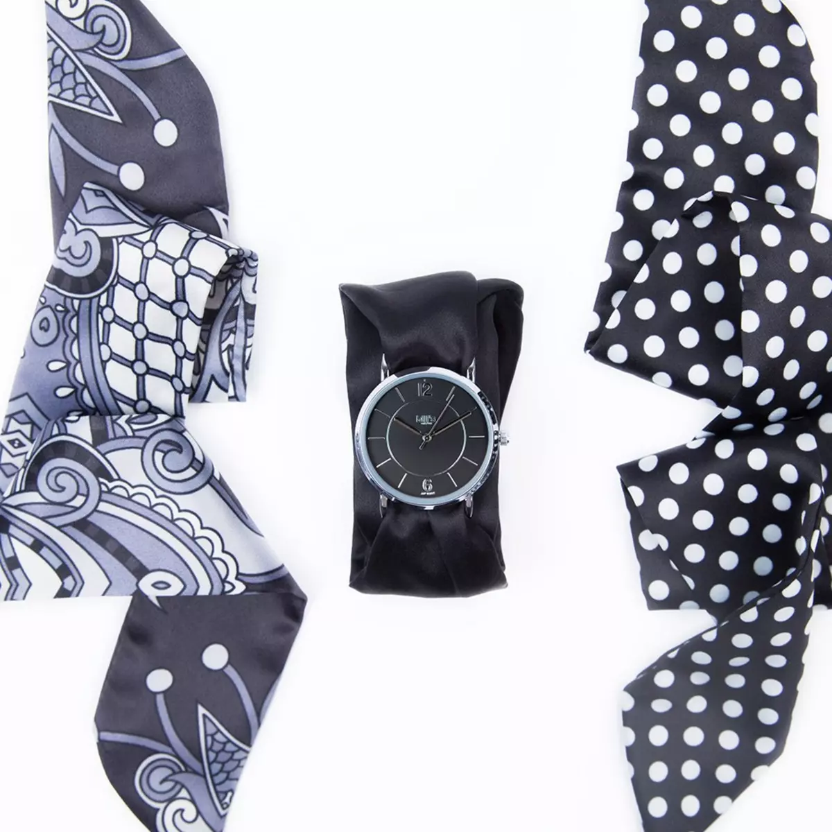 Bill's watch Montre Trend avec Bracelet foulard satin Full black