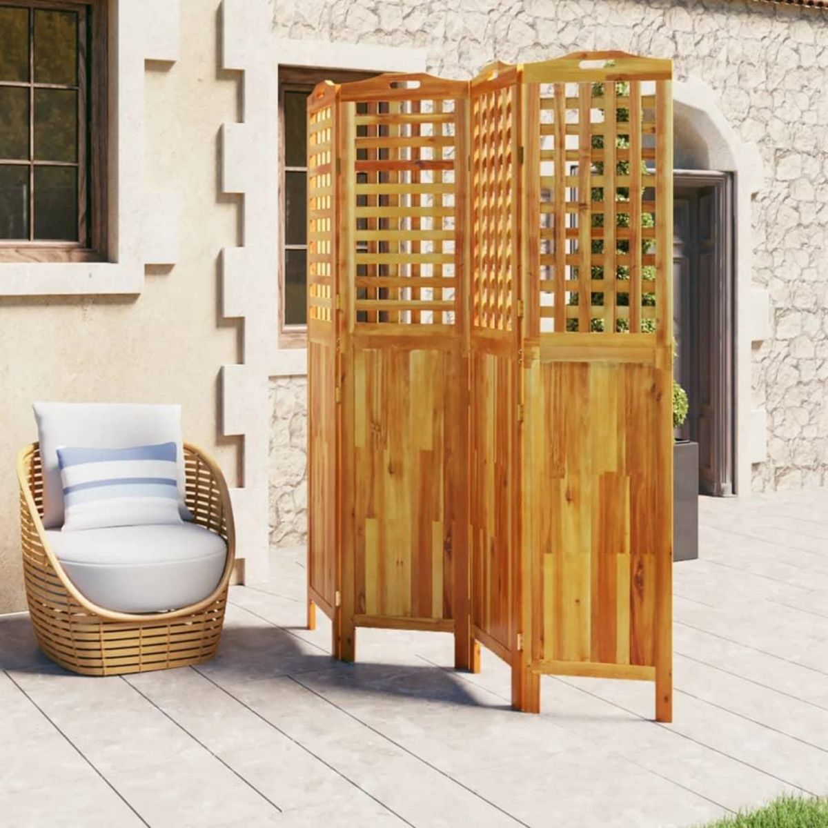 VIDAXL Cloison de separation 4 panneaux 162x2x180 cm Bois d'acacia