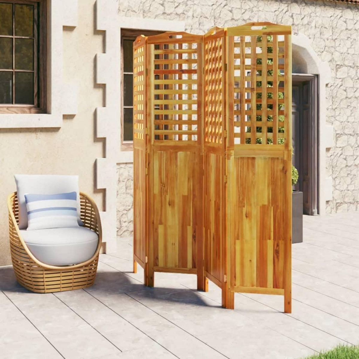 VIDAXL Cloison de separation 4 panneaux 162x2x180 cm Bois d'acacia