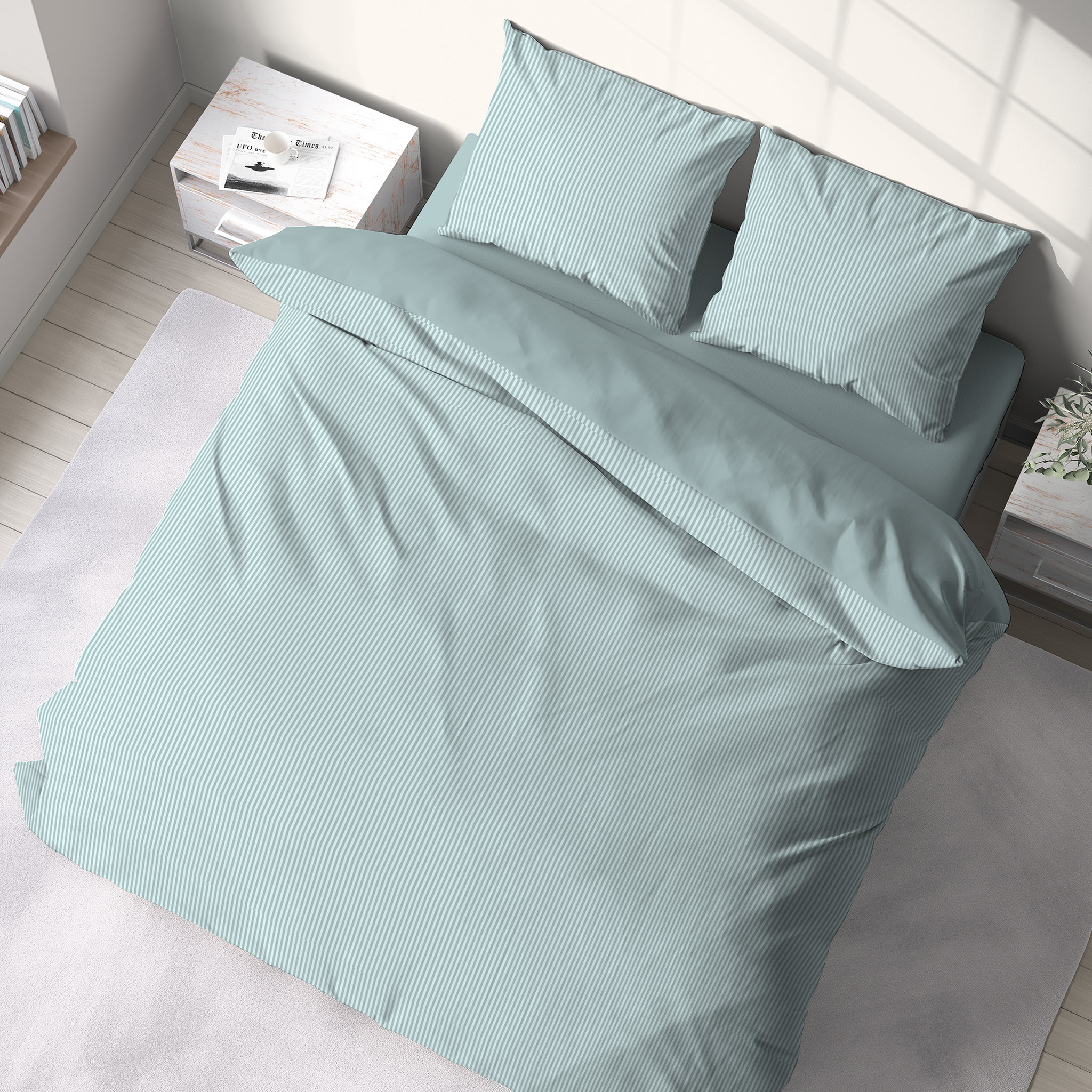 Voir la diapositive 1 : COTE DECO Parure housse de couette unie en satin de coton 80 fils  VOLUPTE 