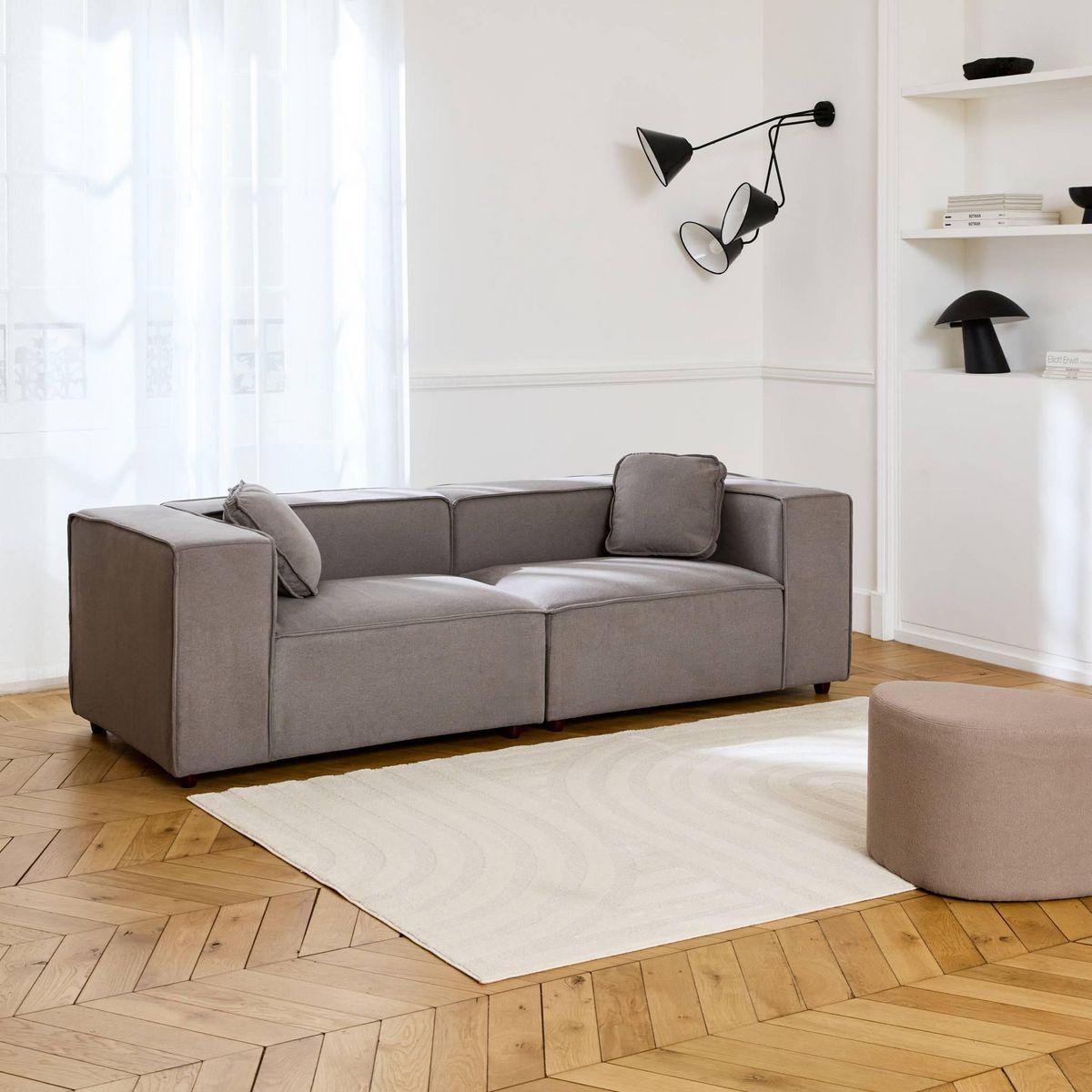 SWEEEK Canapé modulable 2 places déperlant. 2 corners