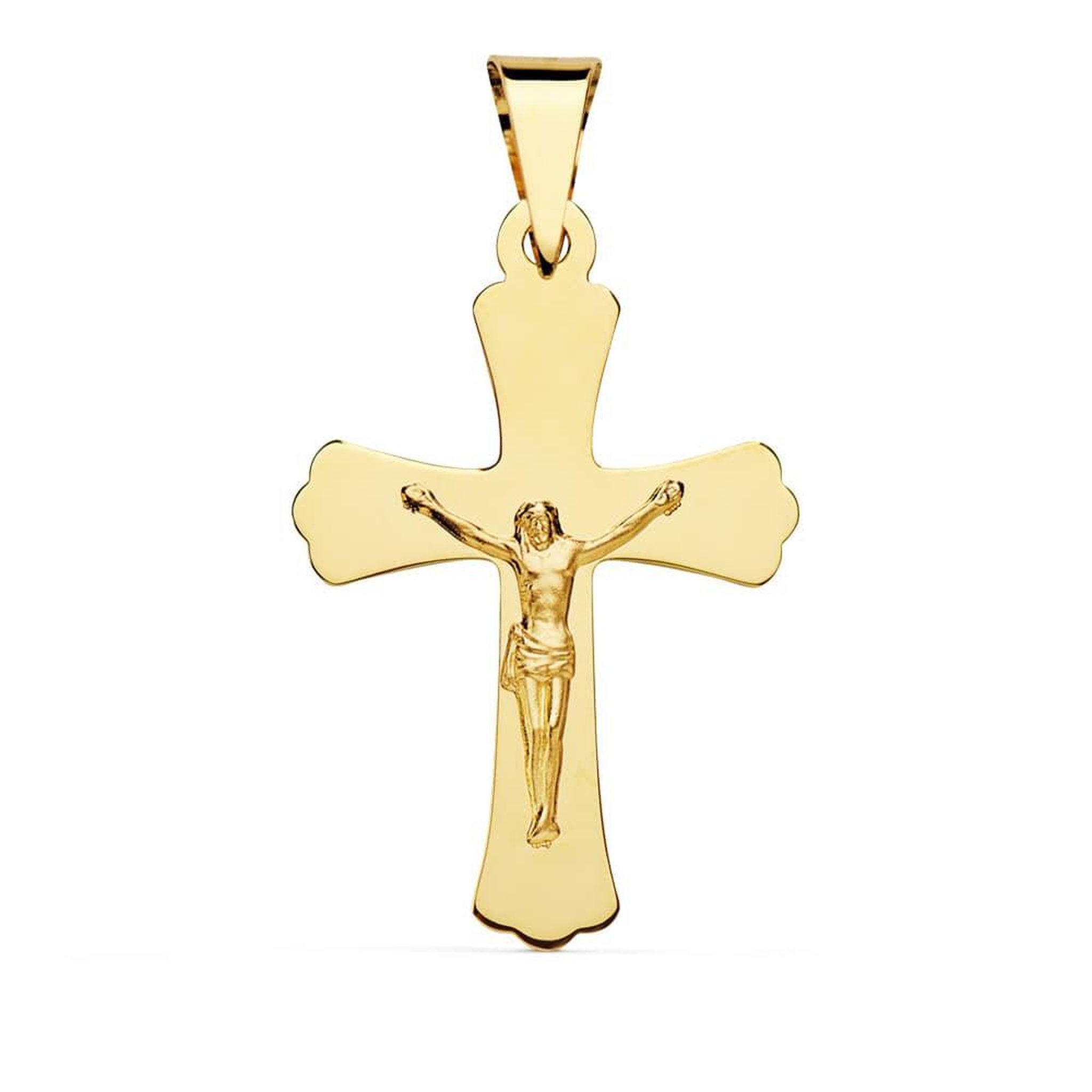 L'ATELIER D'AZUR Pendentif  - Médaille Christ sur la Croix Or 18 Carats 750 Jaune - Chaine Offerte