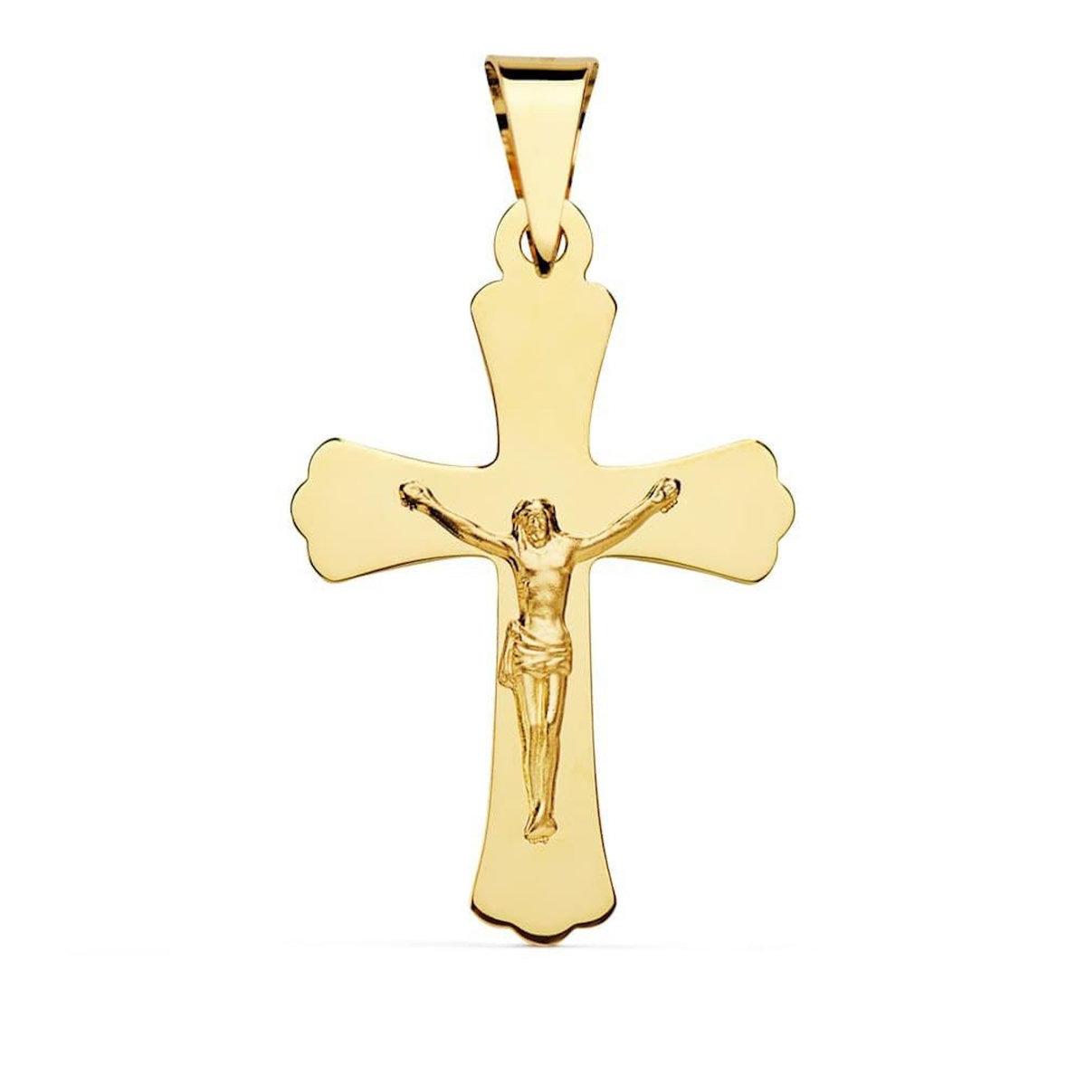L'ATELIER D'AZUR Pendentif  - Médaille Christ sur la Croix Or 18 Carats 750 Jaune - Chaine Offerte