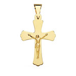 L'ATELIER D'AZUR Pendentif  - Médaille Christ sur la Croix Or 18 Carats 750 Jaune - Chaine Offerte