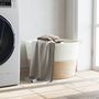 Voir la diapositive 3 : VIDAXL Panier a linge beige et blanc Ø60x36 cm coton